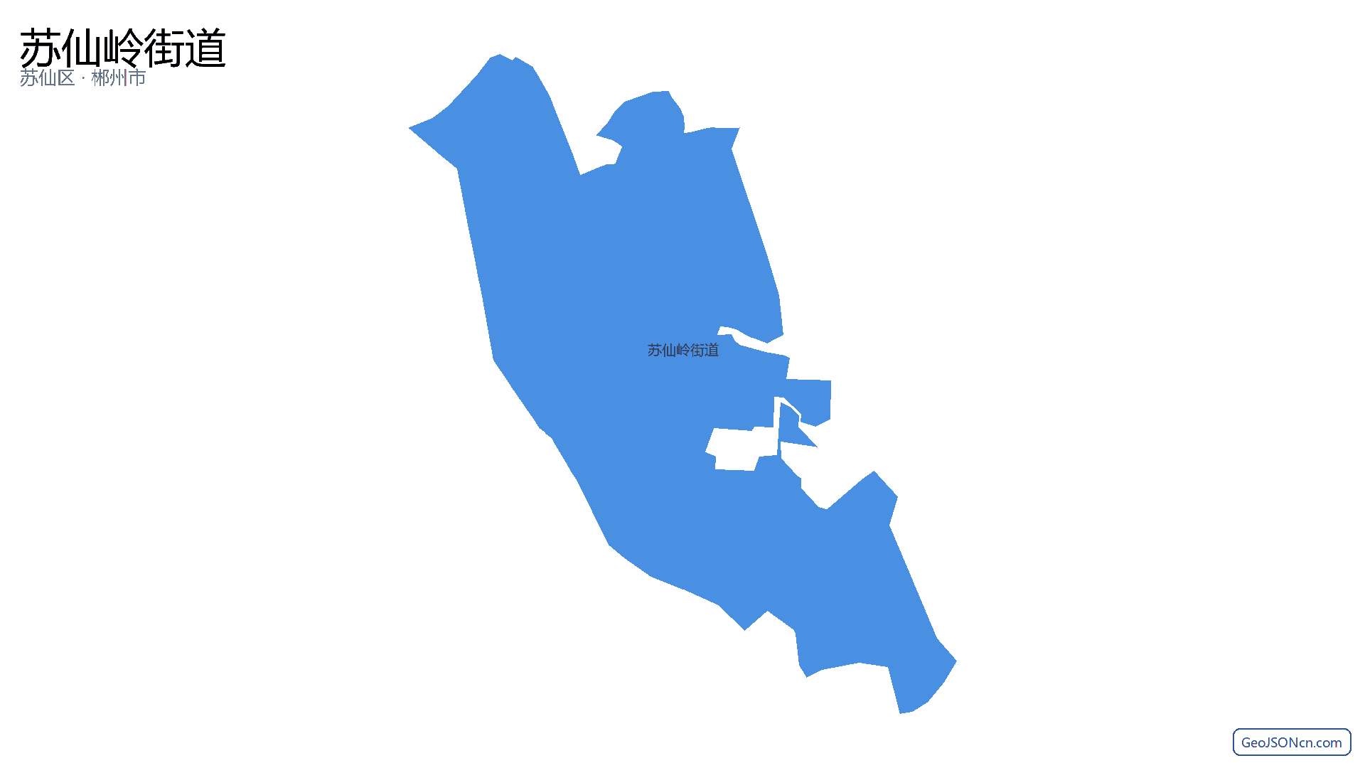 苏仙岭街道行政区划边界地图(苏仙区·郴州市),提供GeoJSON、SHP矢量边界数据下载及高清地图大图(PNG/JPG) - GeoJSONcn.com