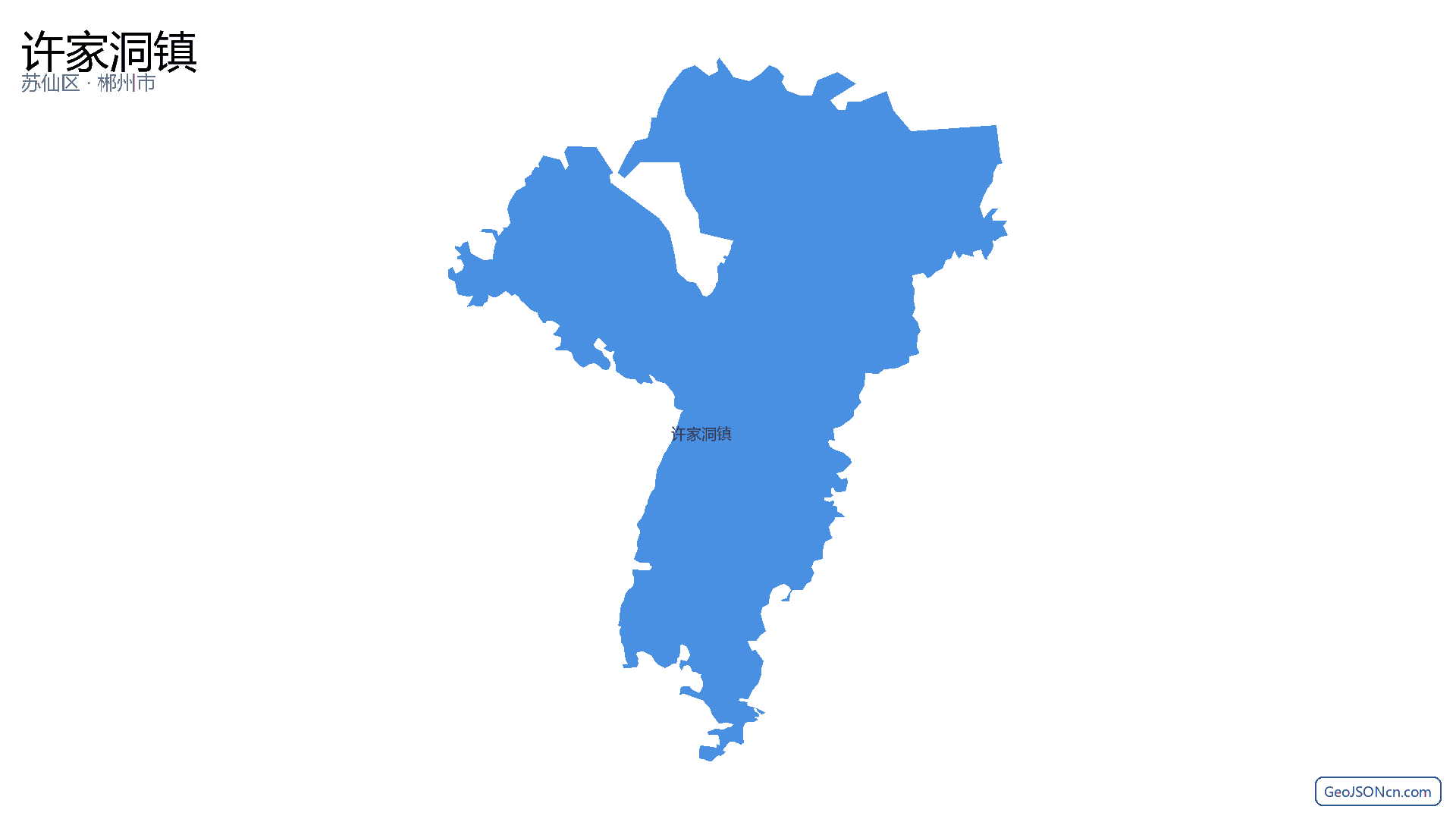 许家洞镇行政区划边界地图（苏仙区·郴州市）,提供GeoJSON、SHP矢量边界数据下载及高清地图大图(PNG/JPG) - GeoJSONcn.com