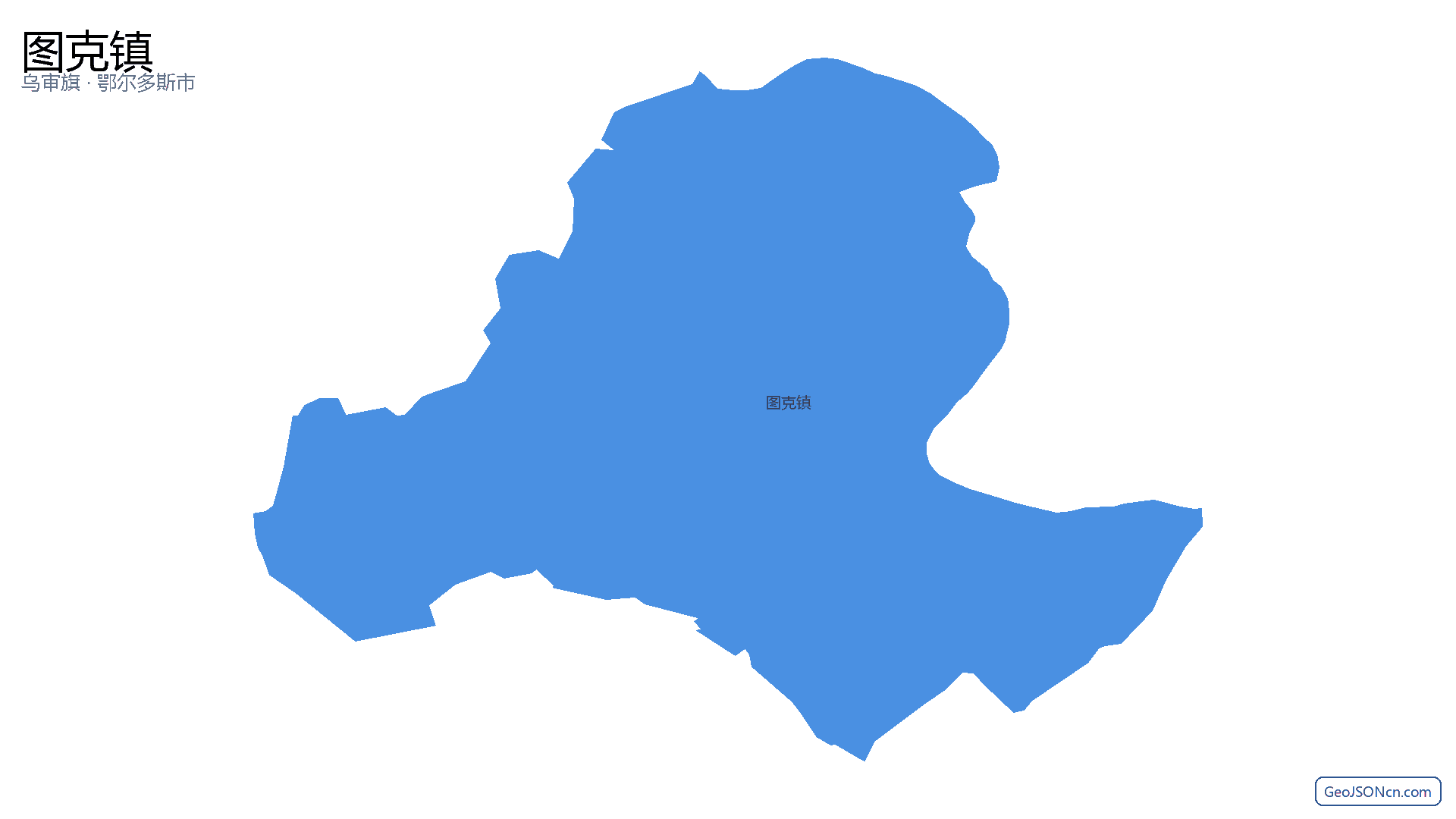 图克镇行政区划边界地图（乌审旗·鄂尔多斯市）,提供GeoJSON、SHP矢量边界数据下载及高清地图大图(PNG/JPG) - GeoJSONcn.com