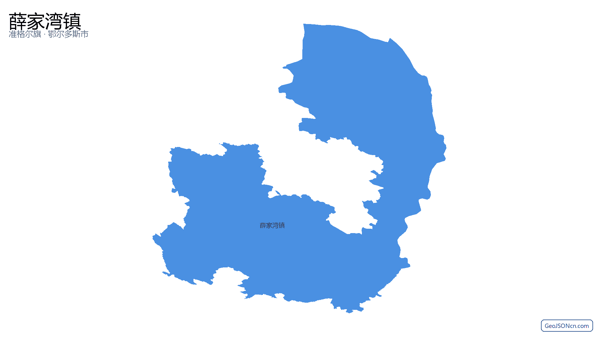 薛家湾镇行政区划边界地图(准格尔旗·鄂尔多斯市),提供GeoJSON、SHP矢量边界数据下载及高清地图大图(PNG/JPG) - GeoJSONcn.com