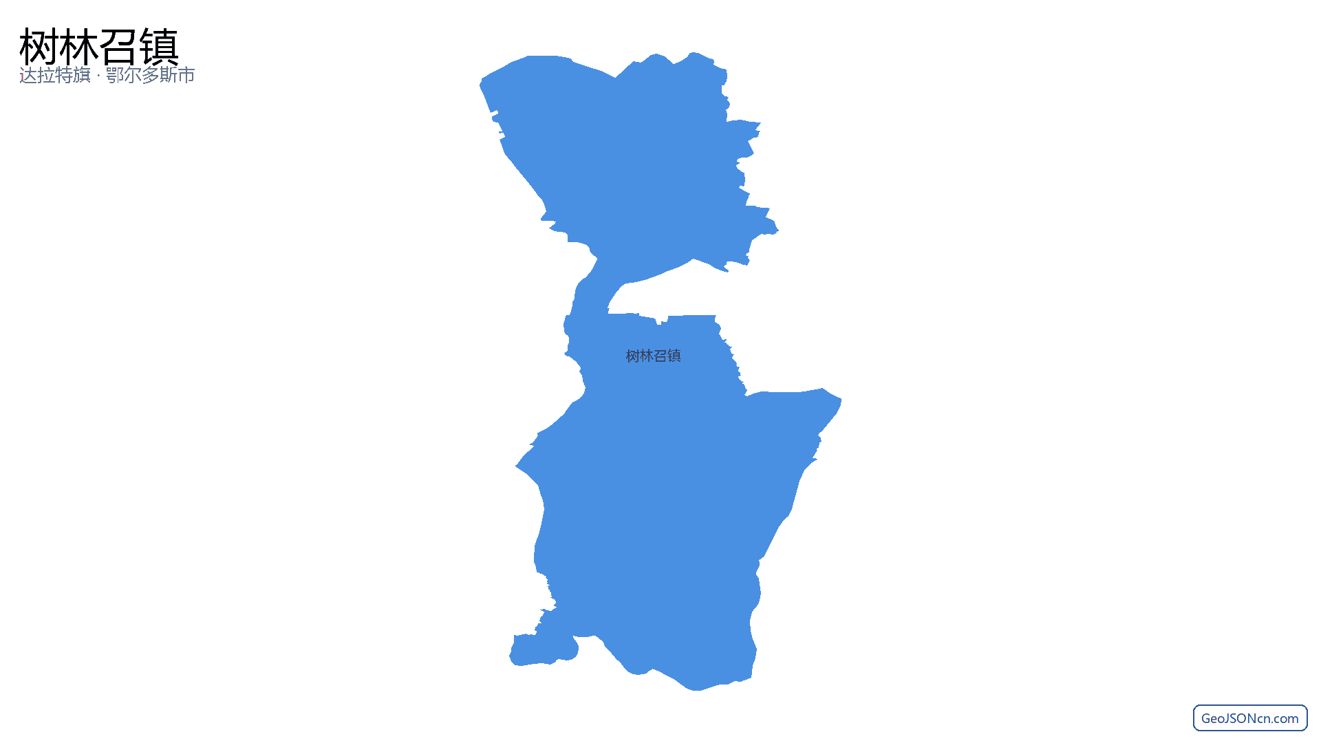 树林召镇行政区划边界地图（达拉特旗·鄂尔多斯市）,提供GeoJSON、SHP矢量边界数据下载及高清地图大图(PNG/JPG) - GeoJSONcn.com