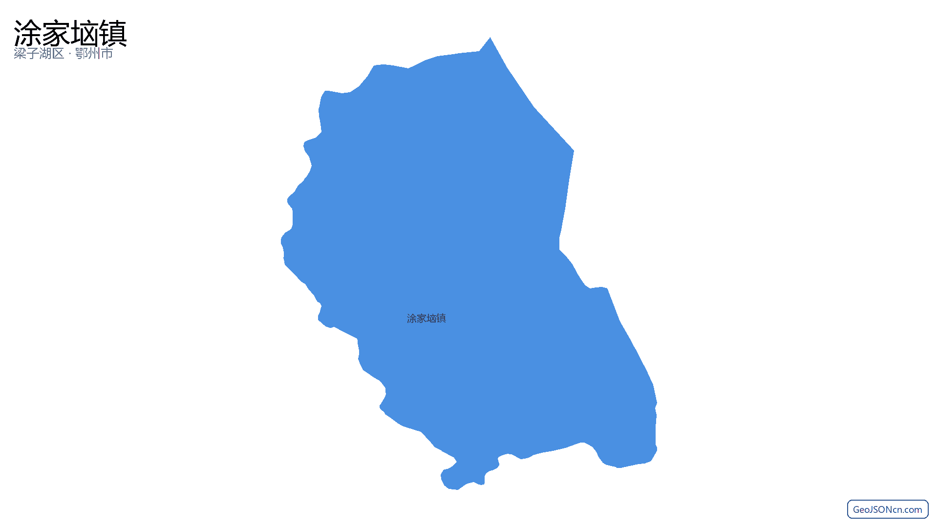 涂家垴镇行政区划边界地图（梁子湖区·鄂州市）,提供GeoJSON、SHP矢量边界数据下载及高清地图大图(PNG/JPG) - GeoJSONcn.com