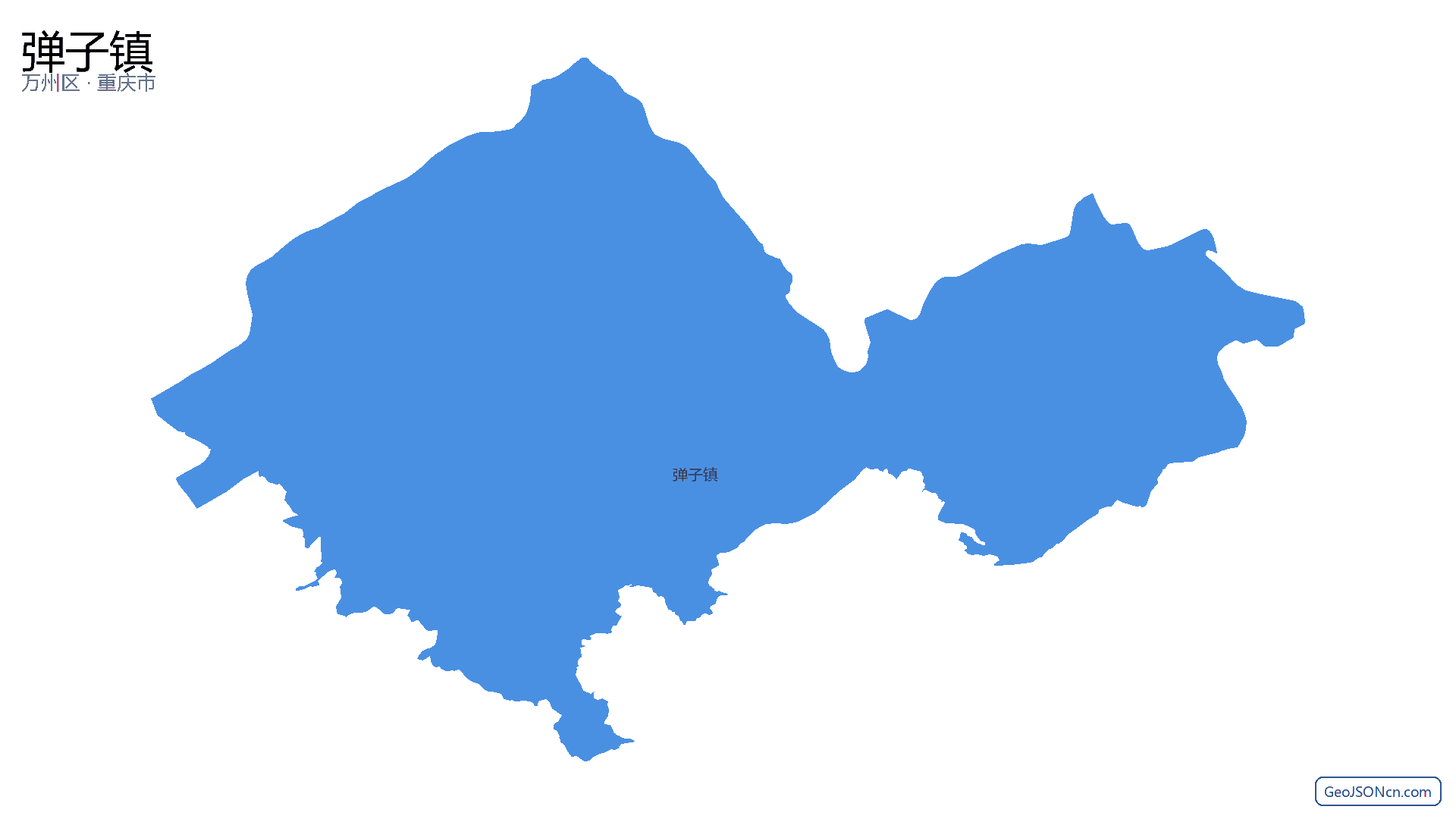 弹子镇行政区划边界地图（万州区·重庆市）,提供GeoJSON、SHP矢量边界数据下载及高清地图大图(PNG/JPG) - GeoJSONcn.com