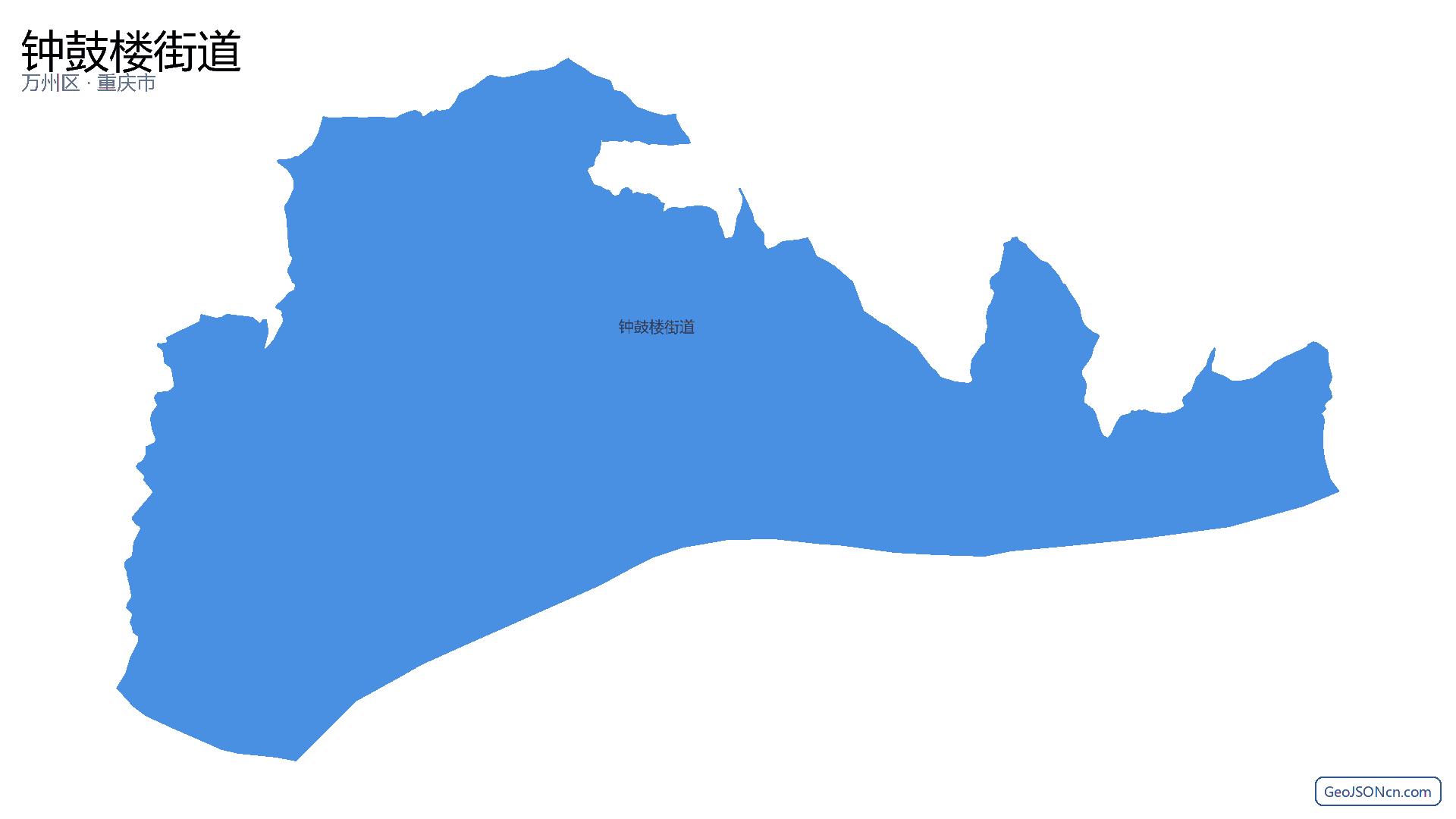 钟鼓楼街道行政区划边界地图(万州区·重庆市),提供GeoJSON、SHP矢量边界数据下载及高清地图大图(PNG/JPG) - GeoJSONcn.com
