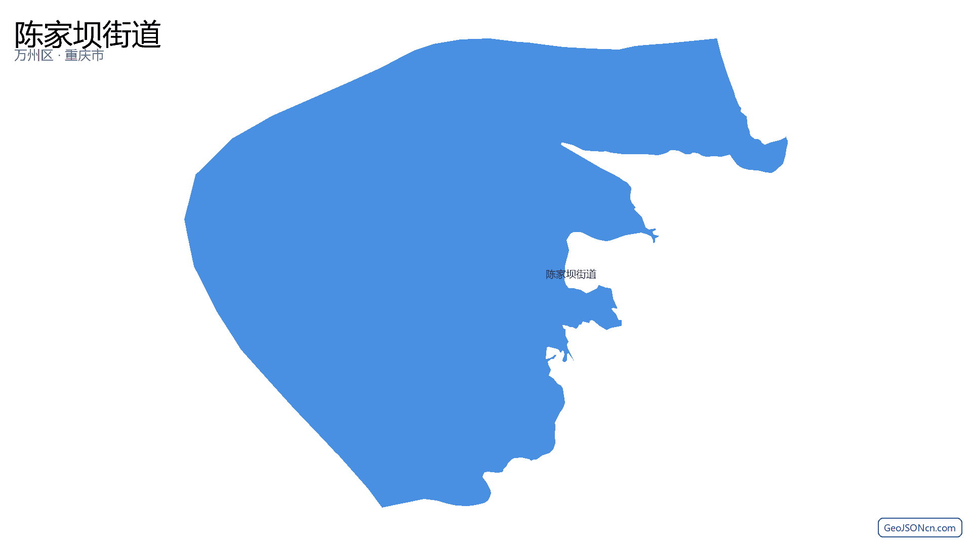 陈家坝街道行政区划边界地图(万州区·重庆市),提供GeoJSON、SHP矢量边界数据下载及高清地图大图(PNG/JPG) - GeoJSONcn.com