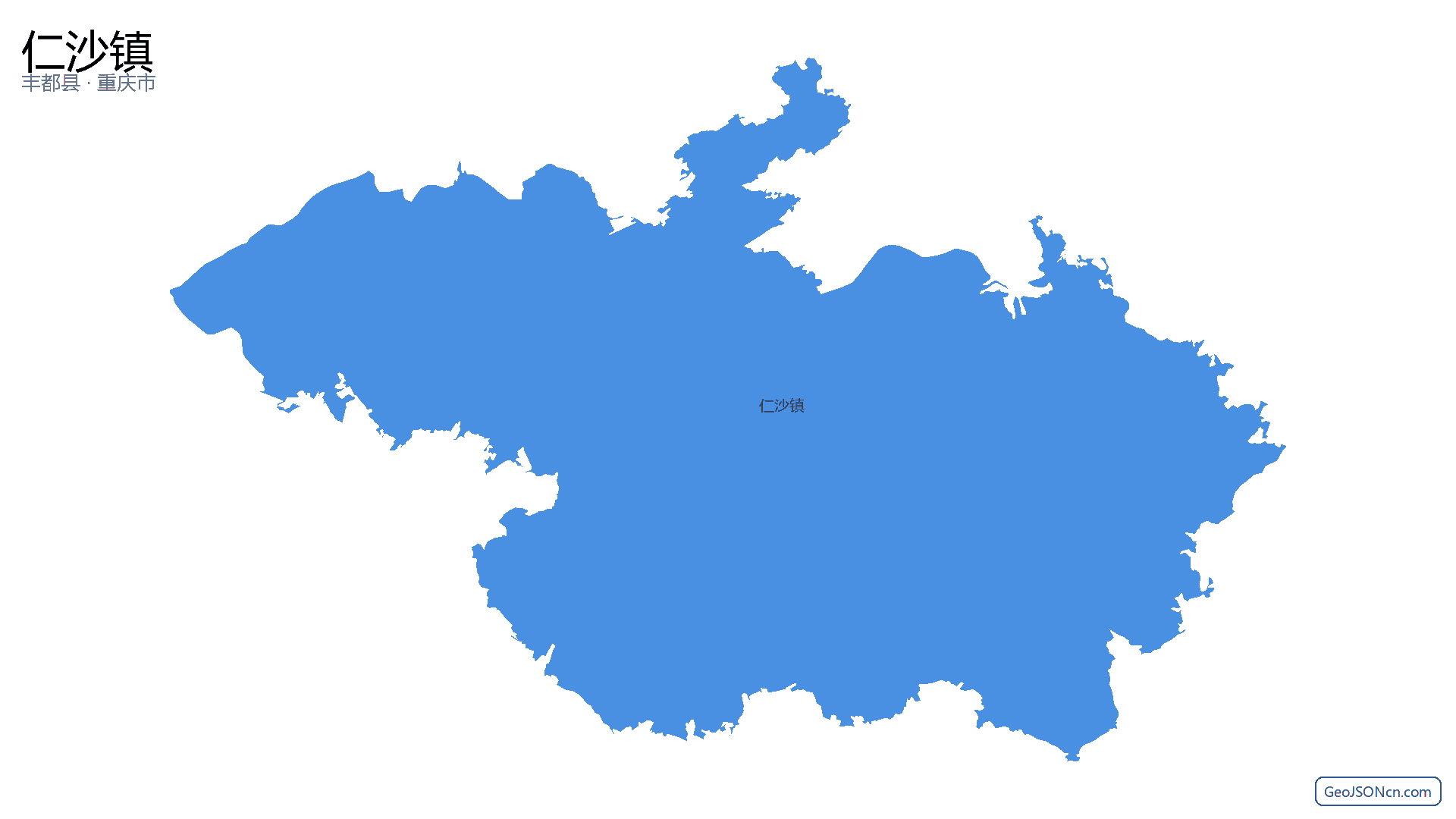 仁沙镇行政区划边界地图（丰都县·重庆市）,提供GeoJSON、SHP矢量边界数据下载及高清地图大图(PNG/JPG) - GeoJSONcn.com