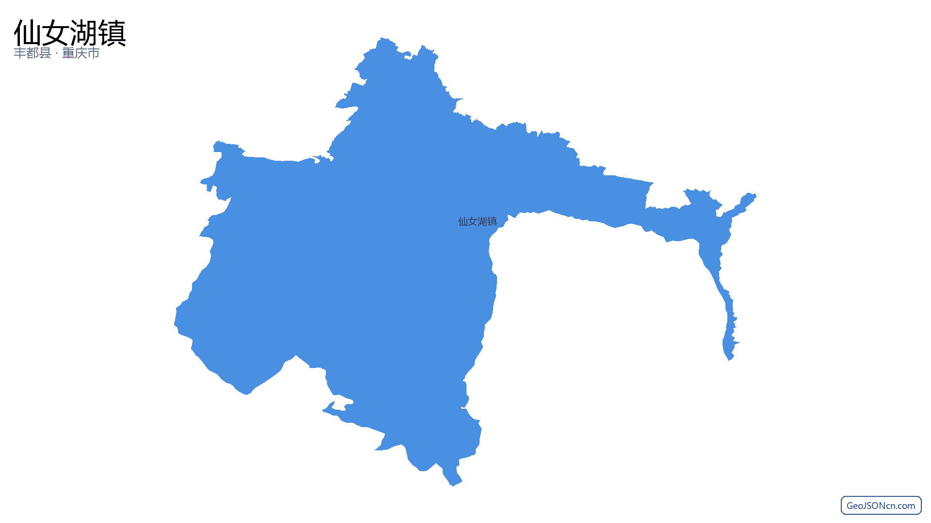 仙女湖镇行政区划边界地图(丰都县·重庆市),提供GeoJSON、SHP矢量边界数据下载及高清地图大图(PNG/JPG) - GeoJSONcn.com