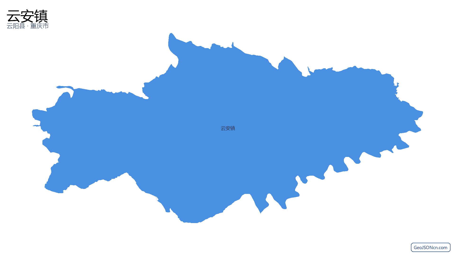 云安镇行政区划边界地图（云阳县·重庆市）,提供GeoJSON、SHP矢量边界数据下载及高清地图大图(PNG/JPG) - GeoJSONcn.com