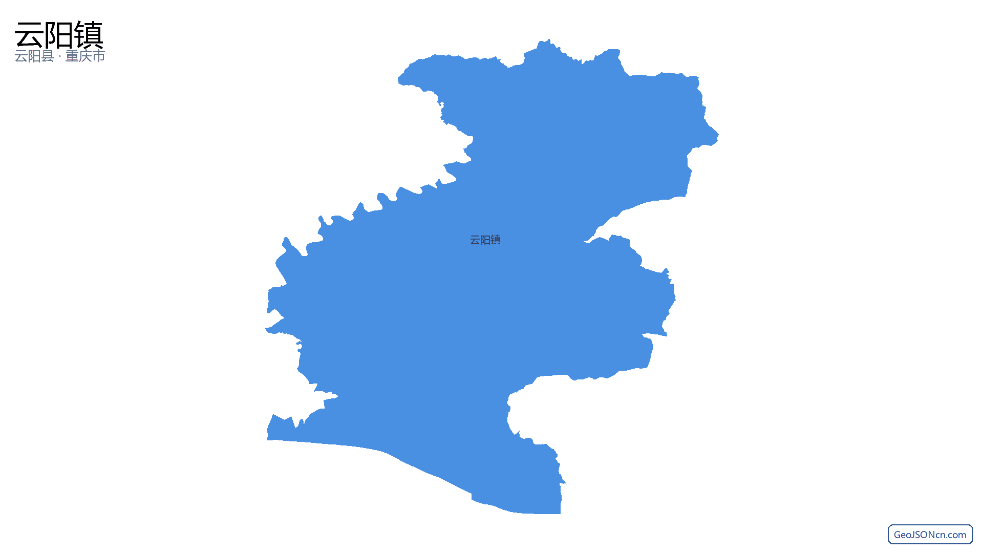 云阳镇行政区划边界地图(云阳县·重庆市),提供GeoJSON、SHP矢量边界数据下载及高清地图大图(PNG/JPG) - GeoJSONcn.com