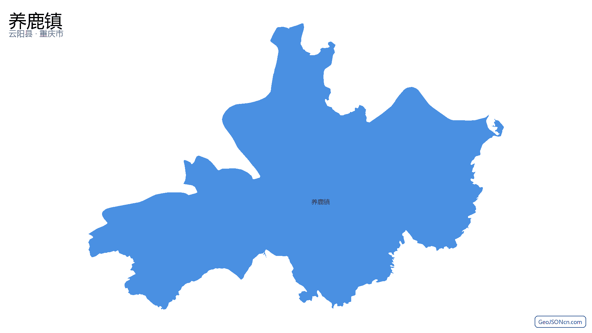 养鹿镇行政区划边界地图(云阳县·重庆市),提供GeoJSON、SHP矢量边界数据下载及高清地图大图(PNG/JPG) - GeoJSONcn.com