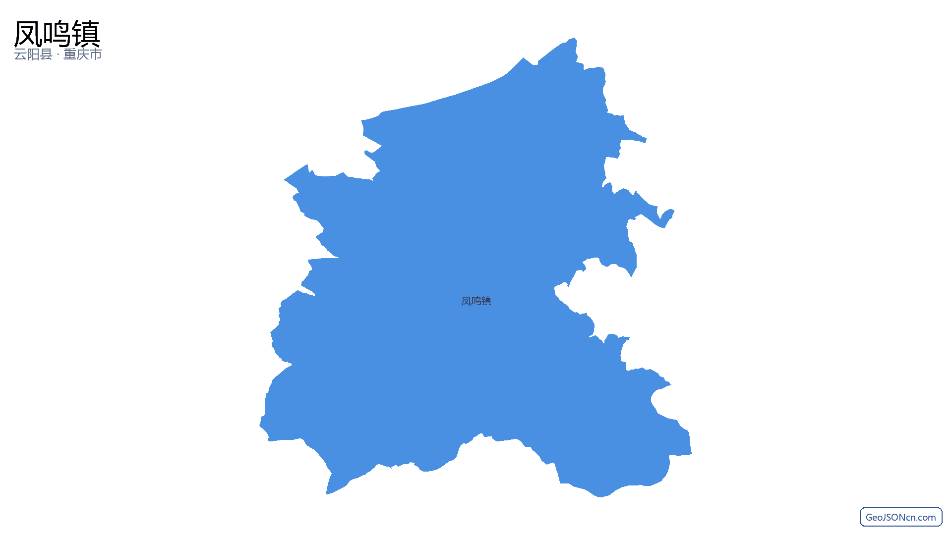凤鸣镇行政区划边界地图(云阳县·重庆市),提供GeoJSON、SHP矢量边界数据下载及高清地图大图(PNG/JPG) - GeoJSONcn.com