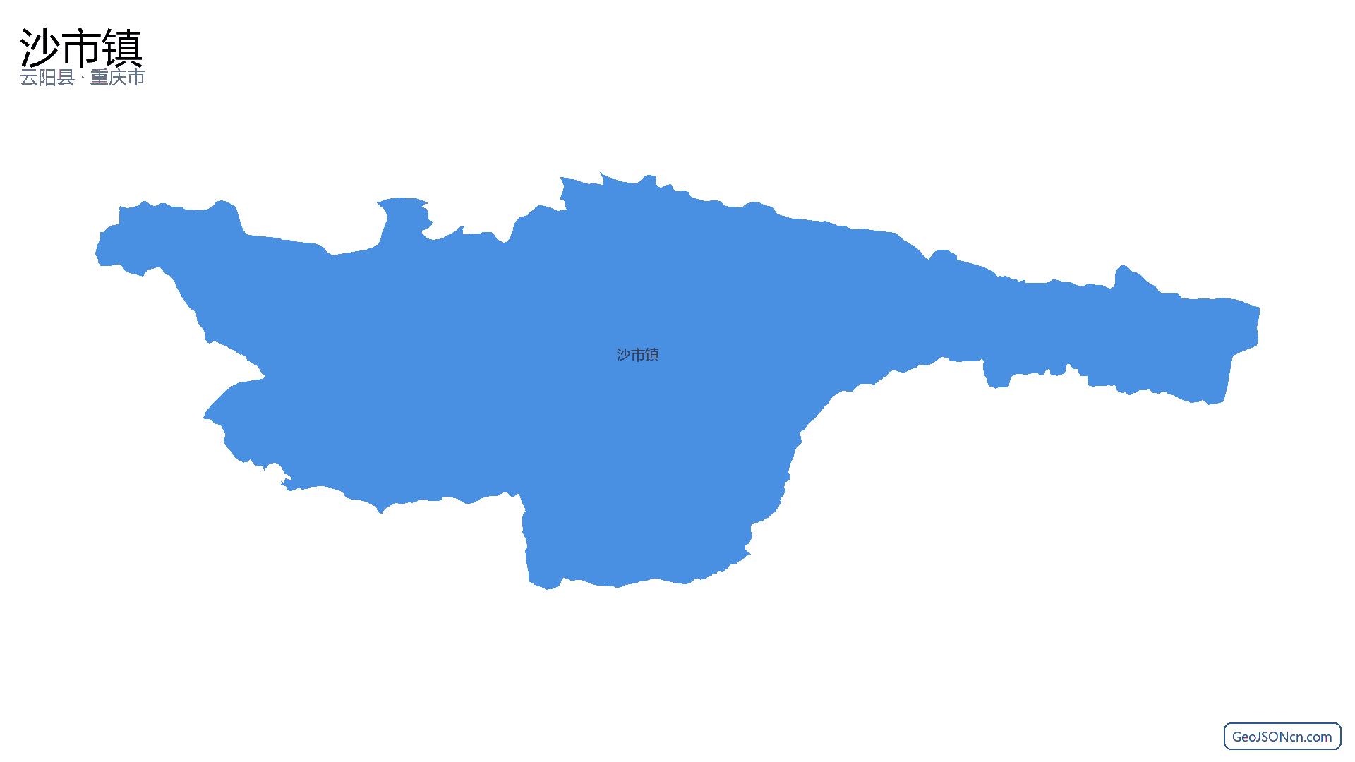 沙市镇行政区划边界地图(云阳县·重庆市),提供GeoJSON、SHP矢量边界数据下载及高清地图大图(PNG/JPG) - GeoJSONcn.com