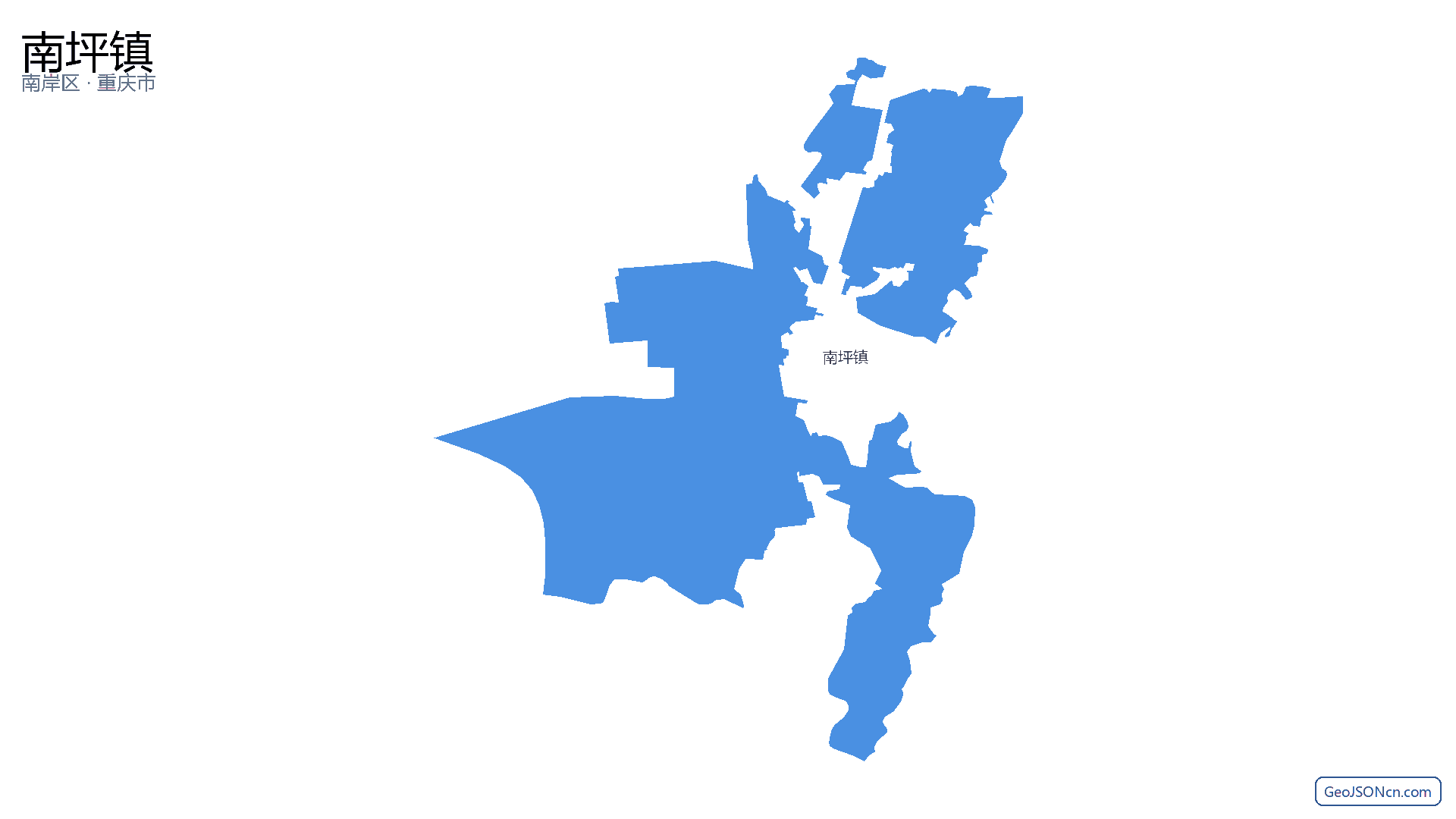 南坪镇行政区划边界地图(南岸区·重庆市),提供GeoJSON、SHP矢量边界数据下载及高清地图大图(PNG/JPG) - GeoJSONcn.com