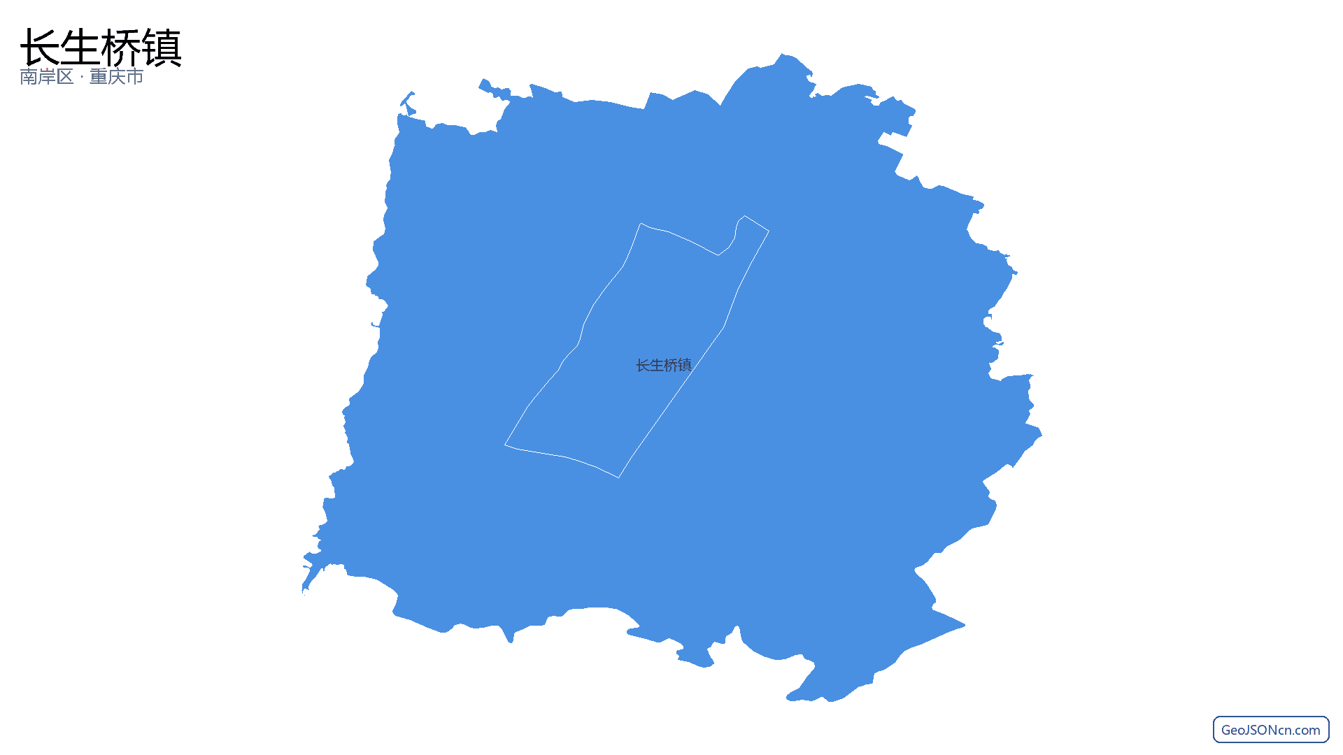 长生桥镇行政区划边界地图(南岸区·重庆市),提供GeoJSON、SHP矢量边界数据下载及高清地图大图(PNG/JPG) - GeoJSONcn.com