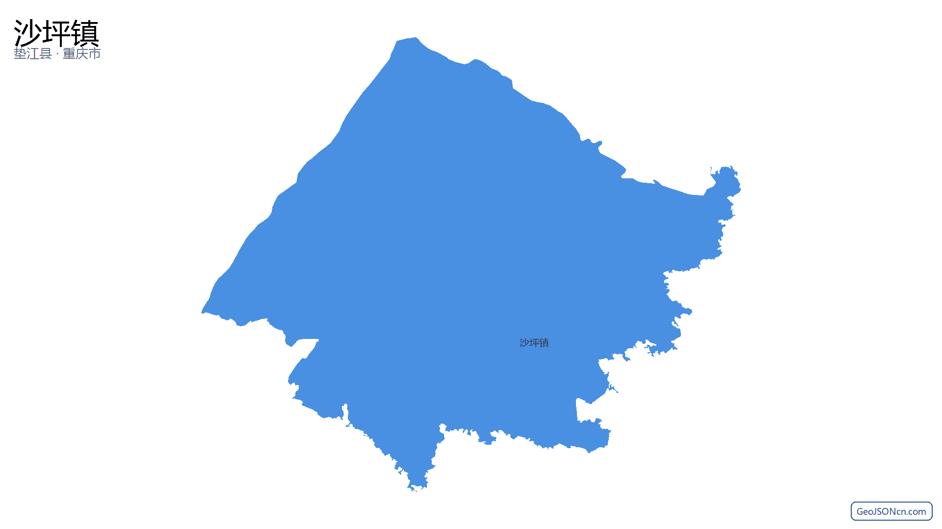 沙坪镇行政区划边界地图(垫江县·重庆市),提供GeoJSON、SHP矢量边界数据下载及高清地图大图(PNG/JPG) - GeoJSONcn.com