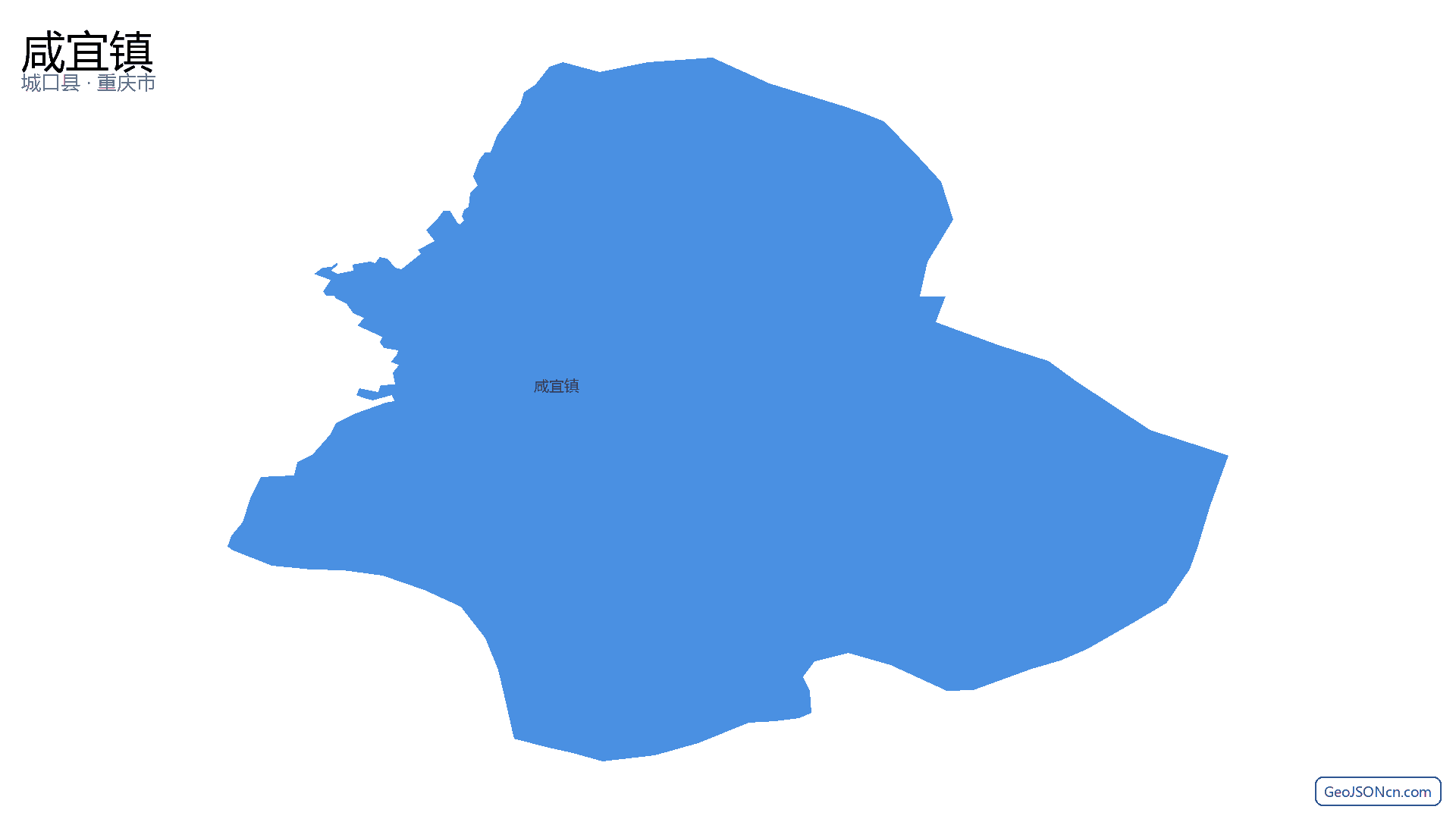 咸宜镇行政区划边界地图（城口县·重庆市）,提供GeoJSON、SHP矢量边界数据下载及高清地图大图(PNG/JPG) - GeoJSONcn.com