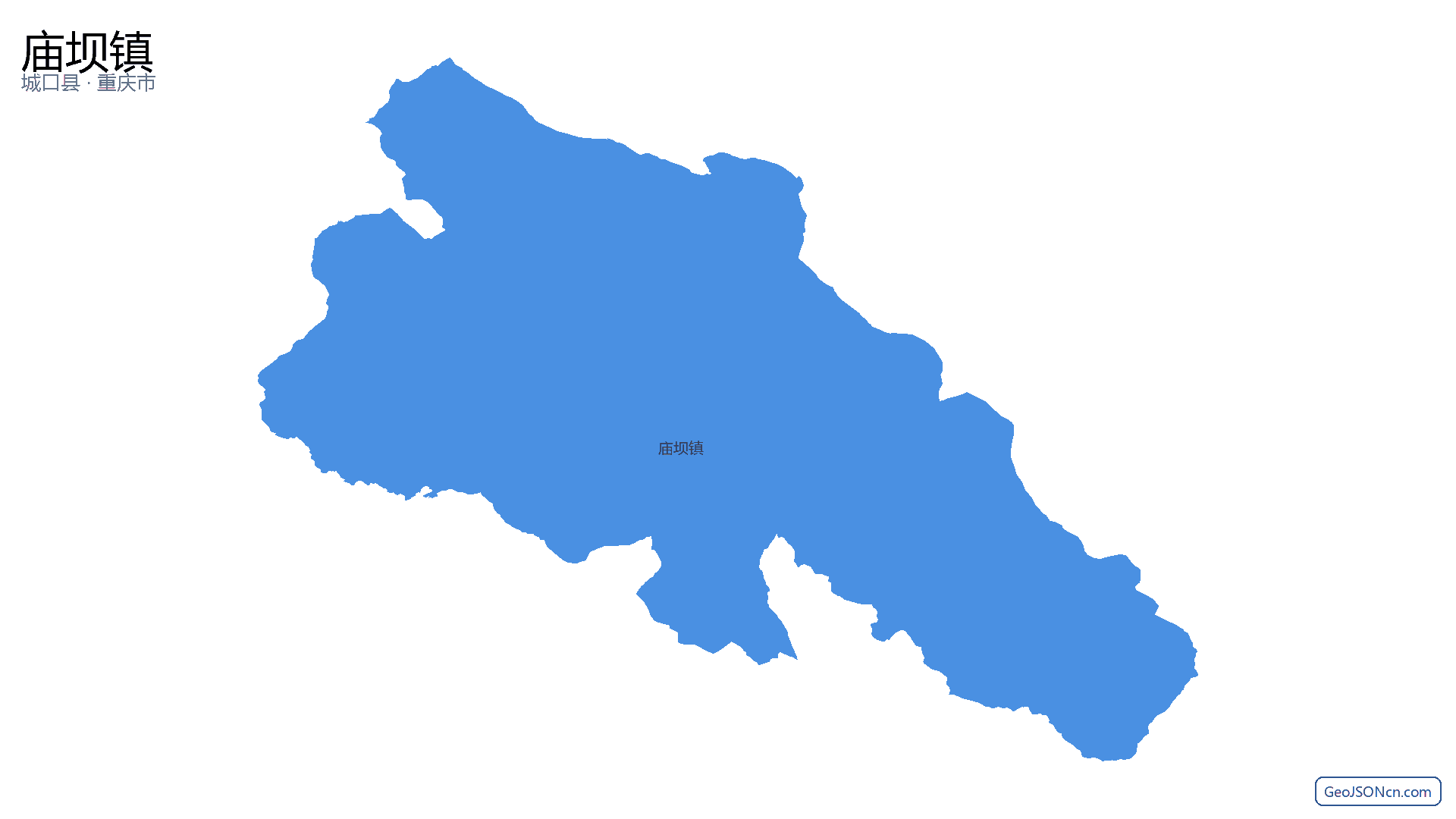 庙坝镇行政区划边界地图(城口县·重庆市),提供GeoJSON、SHP矢量边界数据下载及高清地图大图(PNG/JPG) - GeoJSONcn.com
