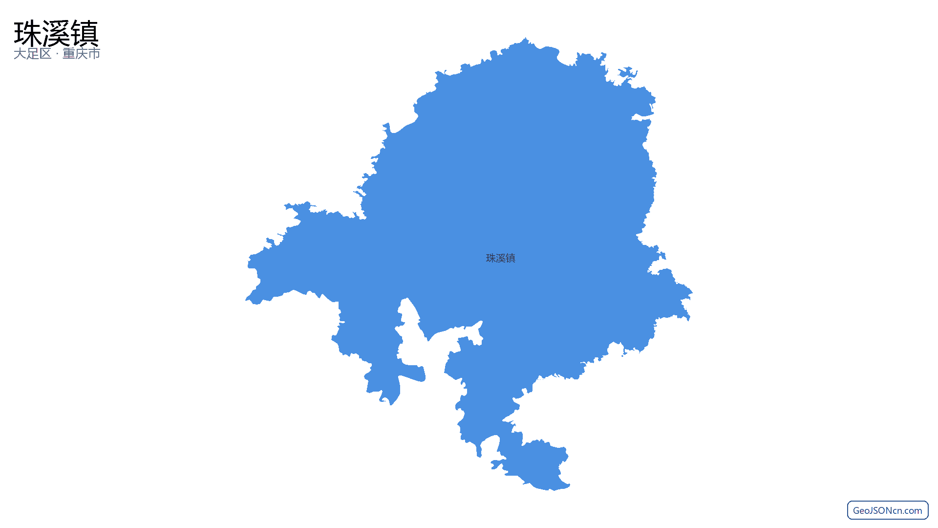 珠溪镇行政区划边界地图(大足区·重庆市),提供GeoJSON、SHP矢量边界数据下载及高清地图大图(PNG/JPG) - GeoJSONcn.com