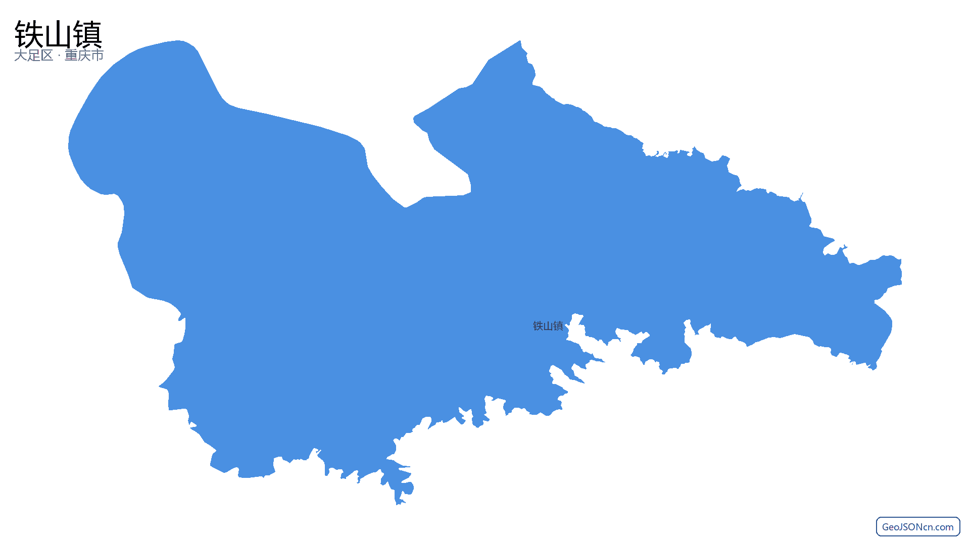 铁山镇行政区划边界地图(大足区·重庆市),提供GeoJSON、SHP矢量边界数据下载及高清地图大图(PNG/JPG) - GeoJSONcn.com