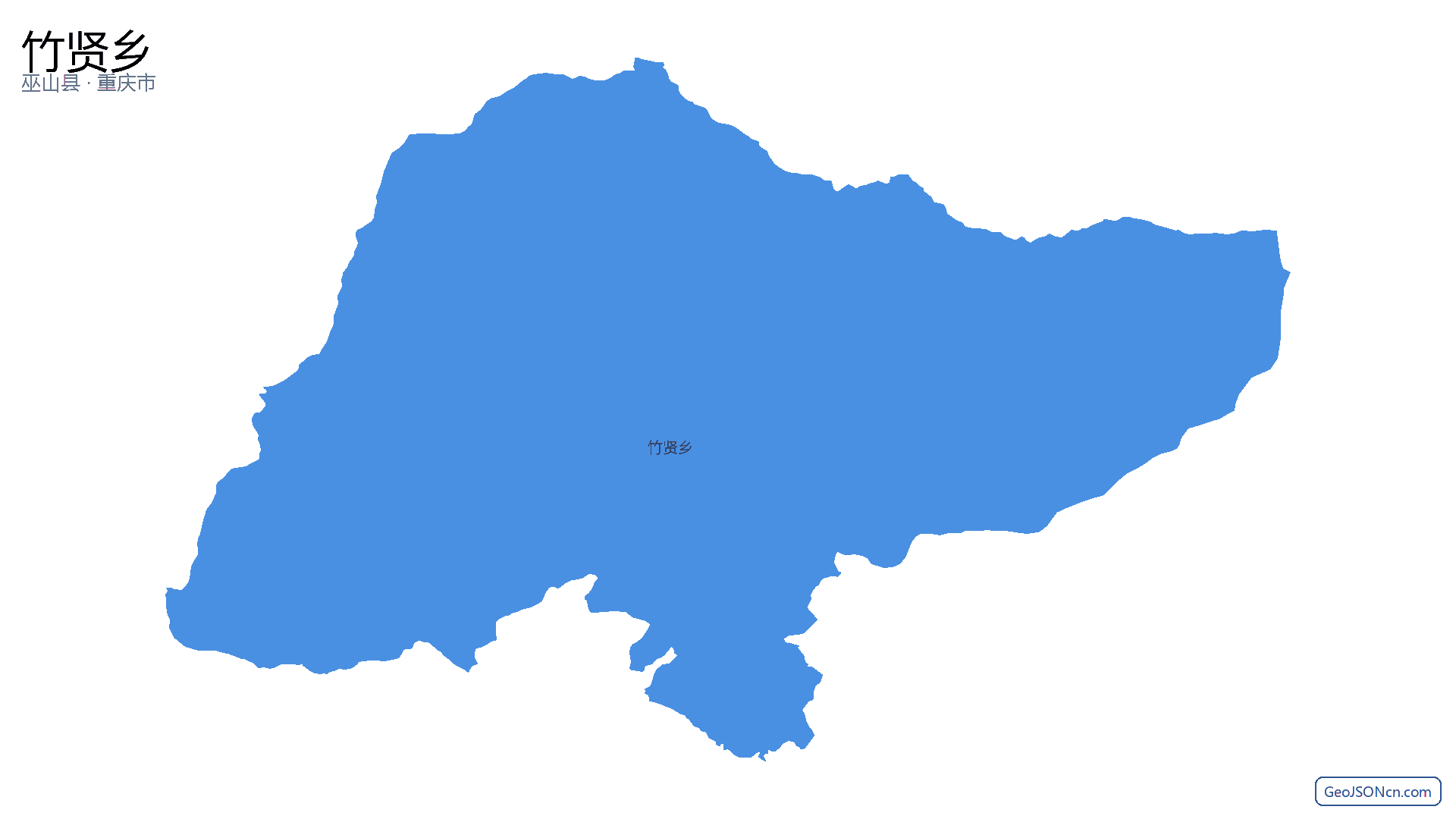 竹贤乡行政区划边界地图（巫山县·重庆市）,提供GeoJSON、SHP矢量边界数据下载及高清地图大图(PNG/JPG) - GeoJSONcn.com