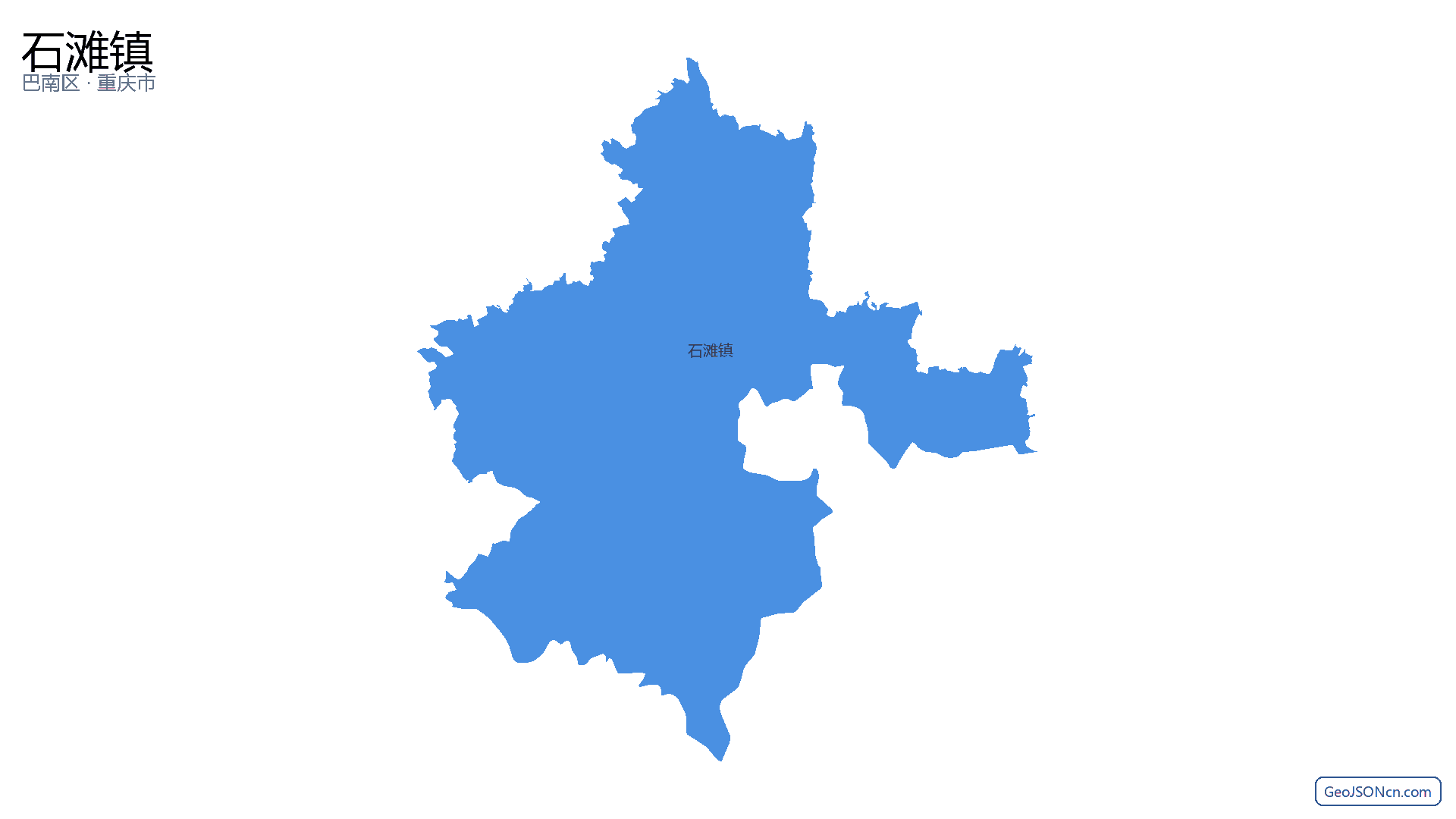 石滩镇行政区划边界地图(巴南区·重庆市),提供GeoJSON、SHP矢量边界数据下载及高清地图大图(PNG/JPG) - GeoJSONcn.com