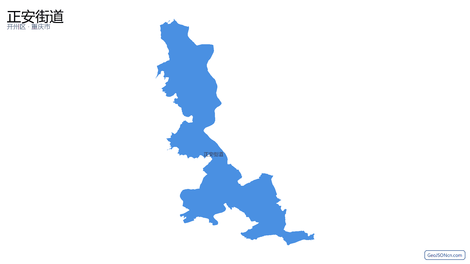 正安街道行政区划边界地图(开州区·重庆市),提供GeoJSON、SHP矢量边界数据下载及高清地图大图(PNG/JPG) - GeoJSONcn.com