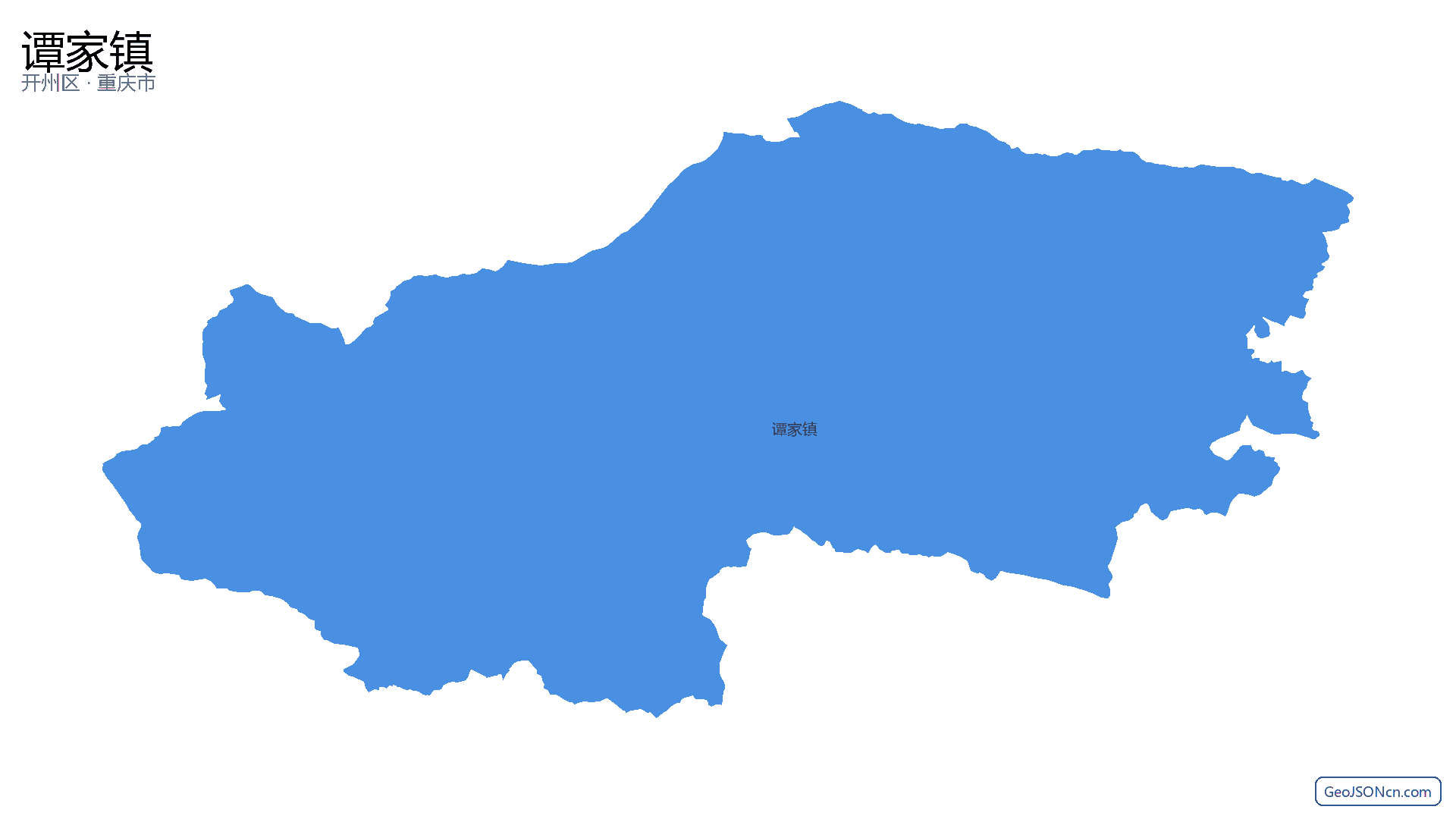 谭家镇行政区划边界地图（开州区·重庆市）,提供GeoJSON、SHP矢量边界数据下载及高清地图大图(PNG/JPG) - GeoJSONcn.com