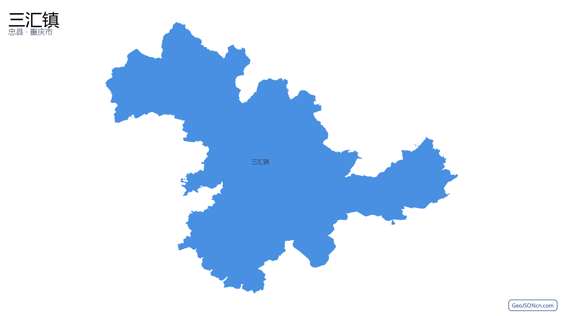 三汇镇行政区划边界地图(忠县·重庆市),提供GeoJSON、SHP矢量边界数据下载及高清地图大图(PNG/JPG) - GeoJSONcn.com