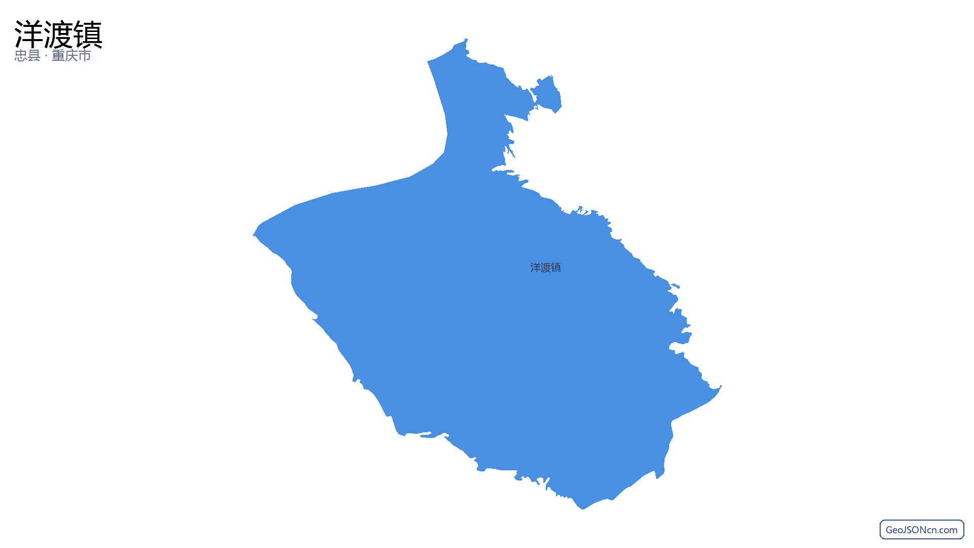 洋渡镇行政区划边界地图(忠县·重庆市),提供GeoJSON、SHP矢量边界数据下载及高清地图大图(PNG/JPG) - GeoJSONcn.com