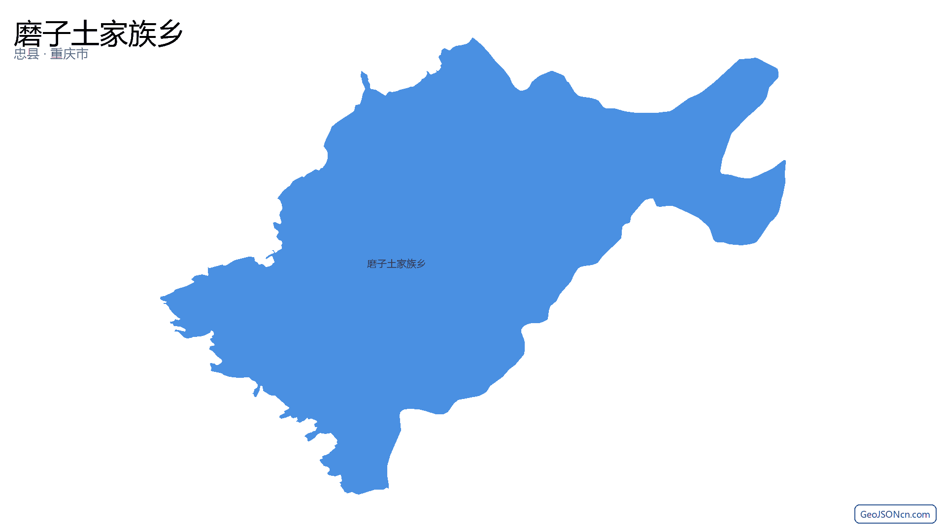 磨子土家族乡行政区划边界地图（忠县·重庆市）,提供GeoJSON、SHP矢量边界数据下载及高清地图大图(PNG/JPG) - GeoJSONcn.com