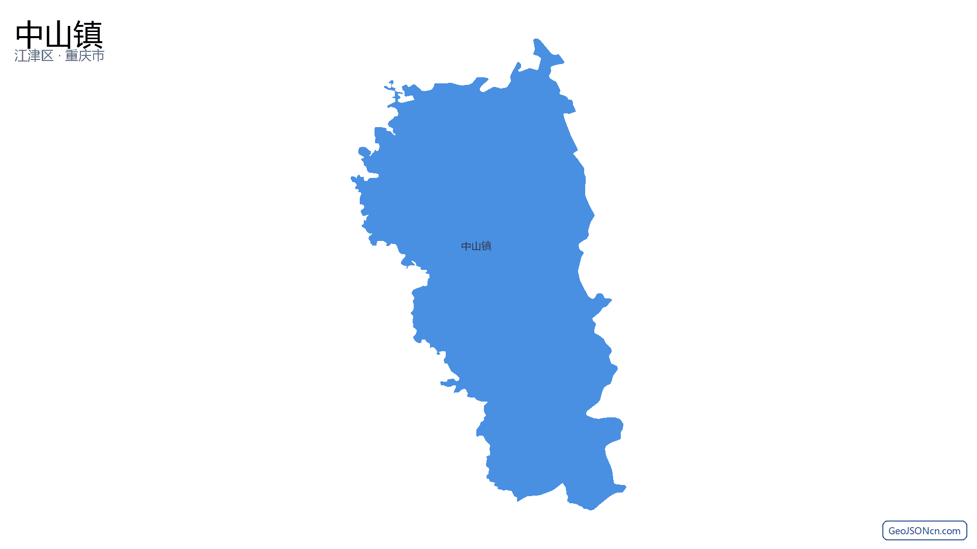 中山镇行政区划边界地图（江津区·重庆市）,提供GeoJSON、SHP矢量边界数据下载及高清地图大图(PNG/JPG) - GeoJSONcn.com