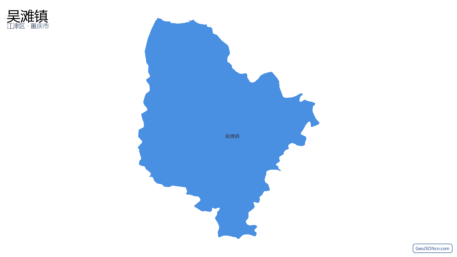 吴滩镇行政区划边界地图(江津区·重庆市),提供GeoJSON、SHP矢量边界数据下载及高清地图大图(PNG/JPG) - GeoJSONcn.com