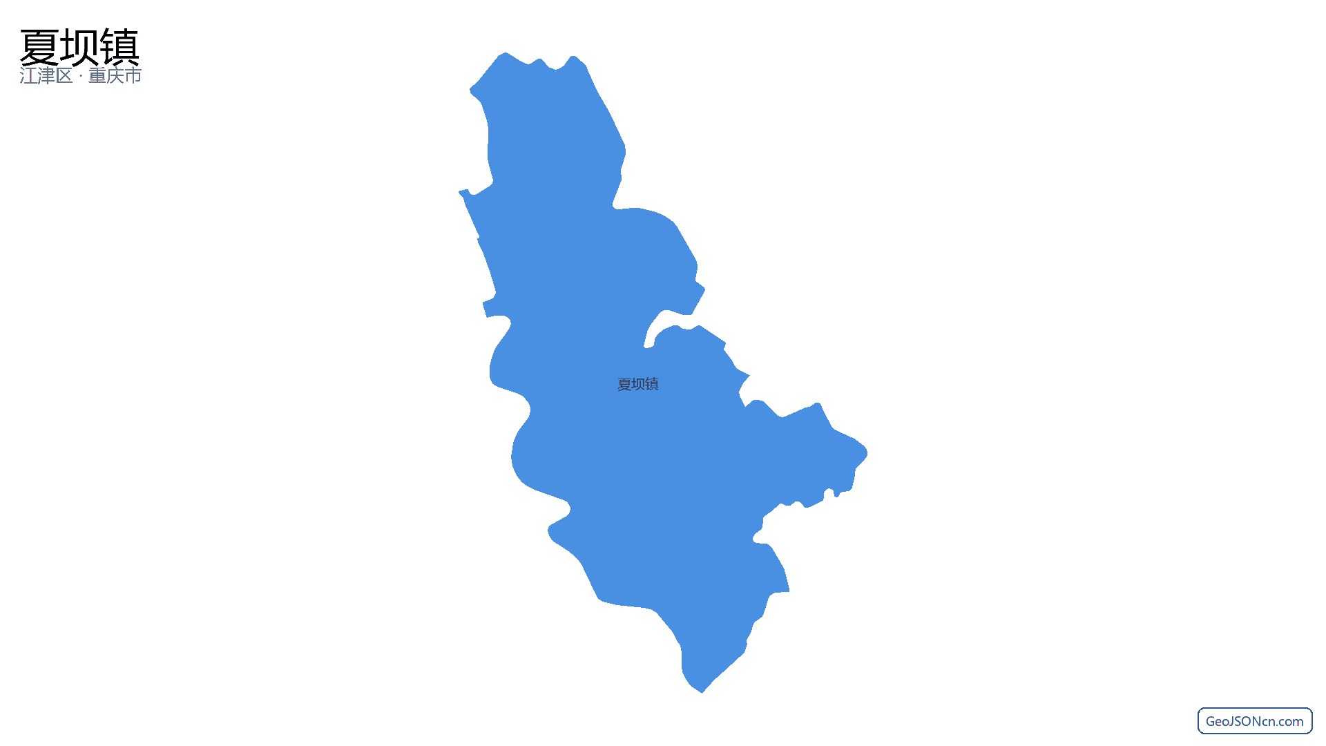 夏坝镇行政区划边界地图(江津区·重庆市),提供GeoJSON、SHP矢量边界数据下载及高清地图大图(PNG/JPG) - GeoJSONcn.com