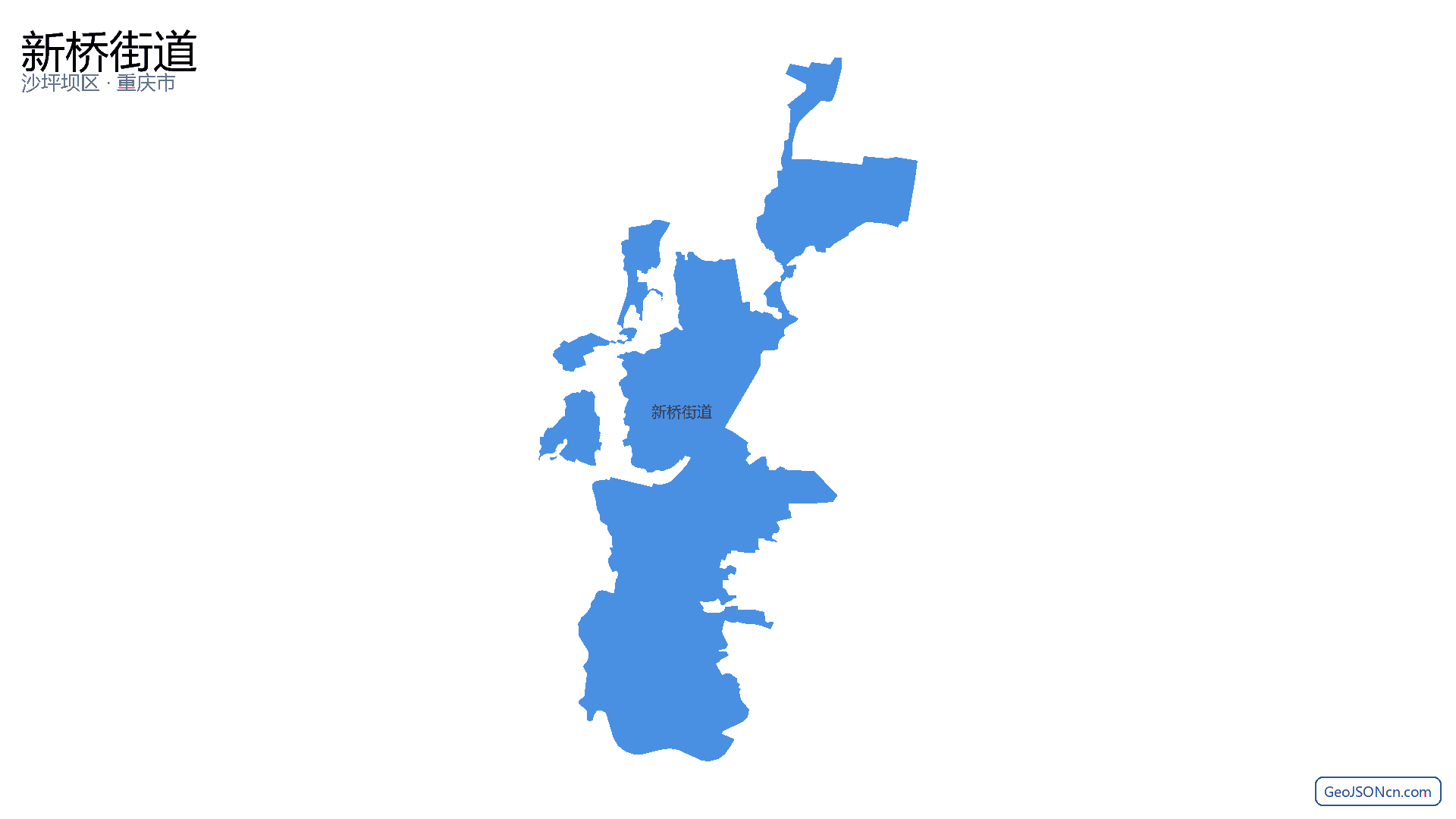 新桥街道行政区划边界地图(沙坪坝区·重庆市),提供GeoJSON、SHP矢量边界数据下载及高清地图大图(PNG/JPG) - GeoJSONcn.com
