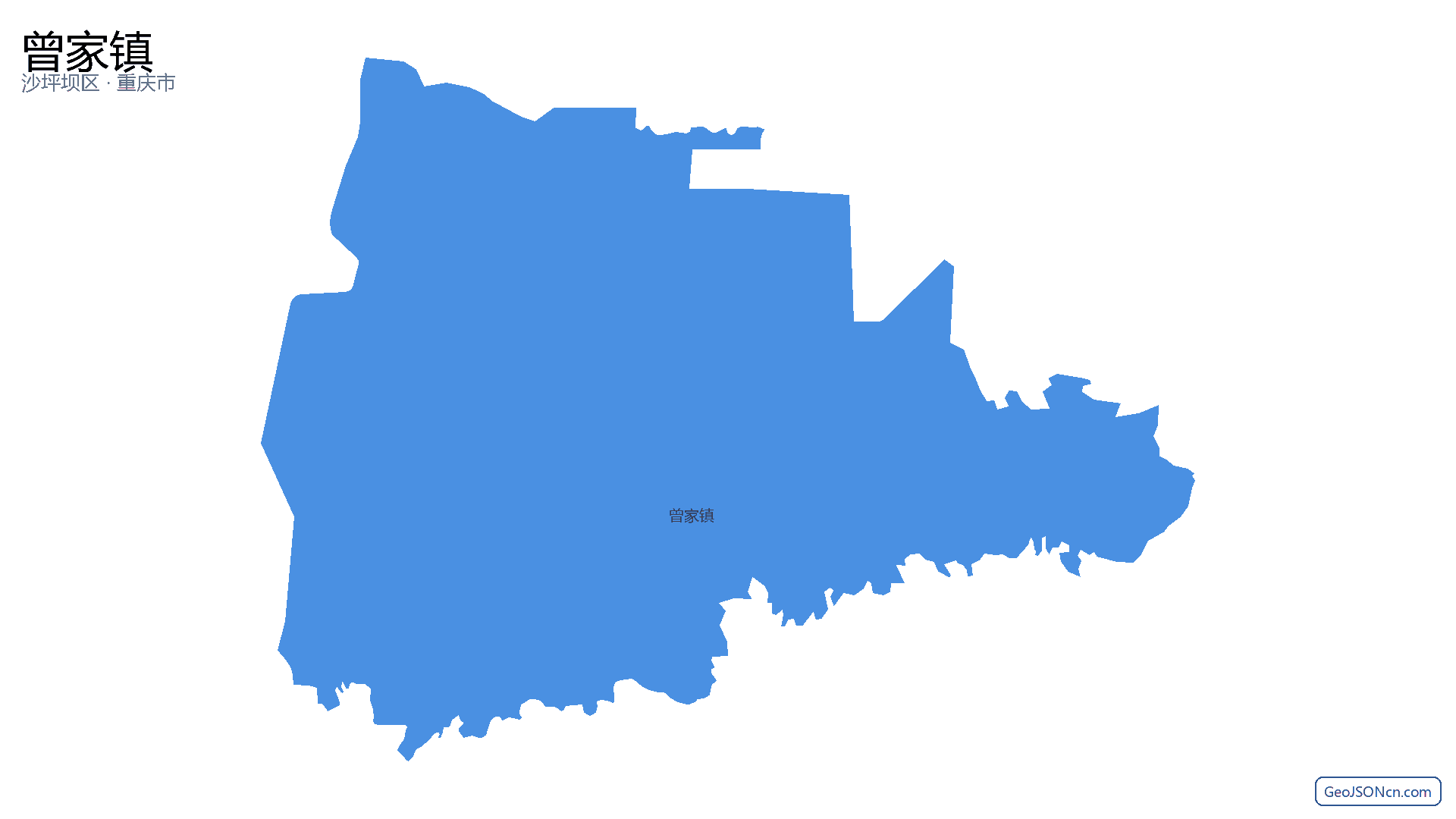 曾家镇行政区划边界地图(沙坪坝区·重庆市),提供GeoJSON、SHP矢量边界数据下载及高清地图大图(PNG/JPG) - GeoJSONcn.com