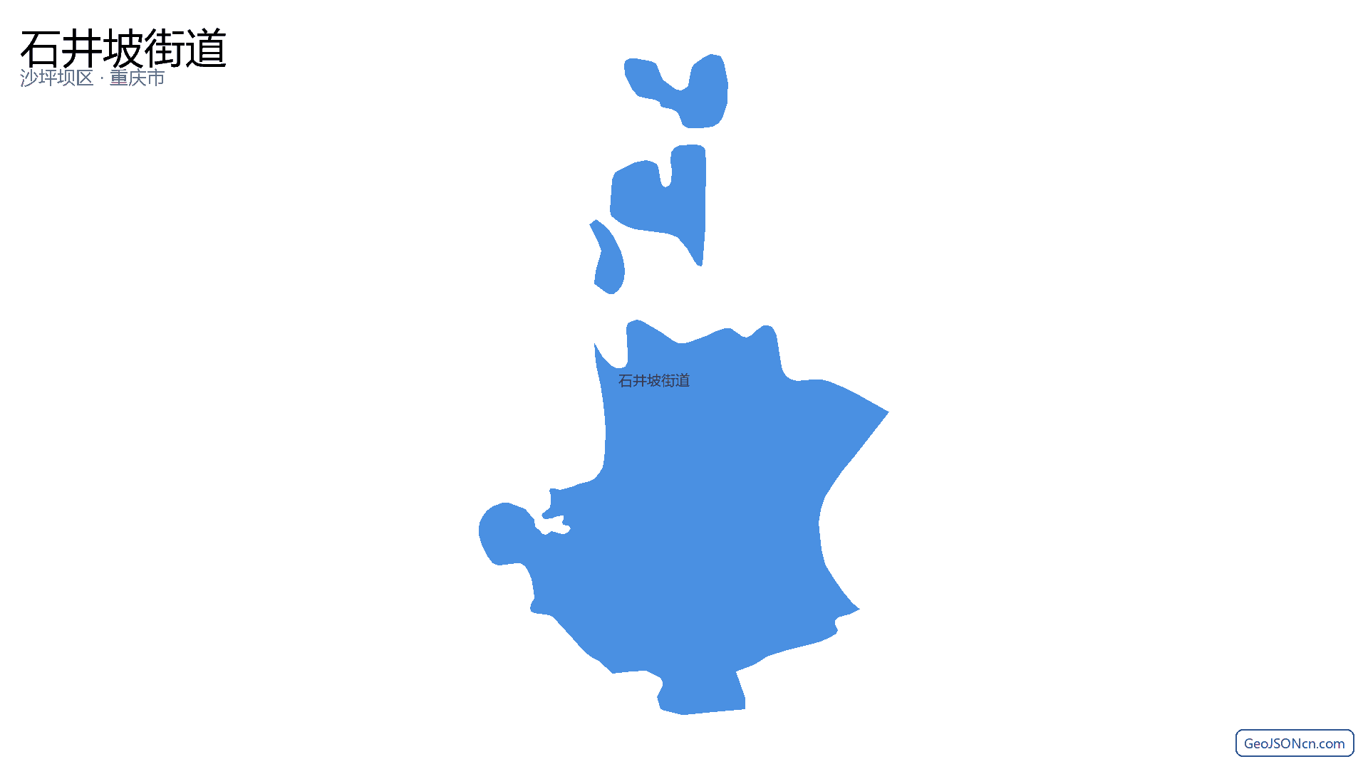 石井坡街道行政区划边界地图(沙坪坝区·重庆市),提供GeoJSON、SHP矢量边界数据下载及高清地图大图(PNG/JPG) - GeoJSONcn.com