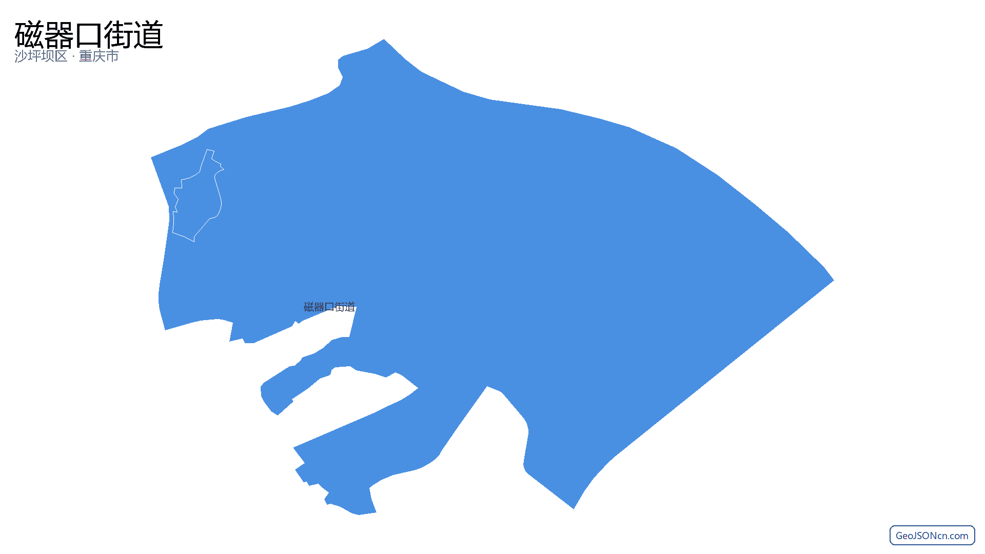 磁器口街道行政区划边界地图（沙坪坝区·重庆市）,提供GeoJSON、SHP矢量边界数据下载及高清地图大图(PNG/JPG) - GeoJSONcn.com