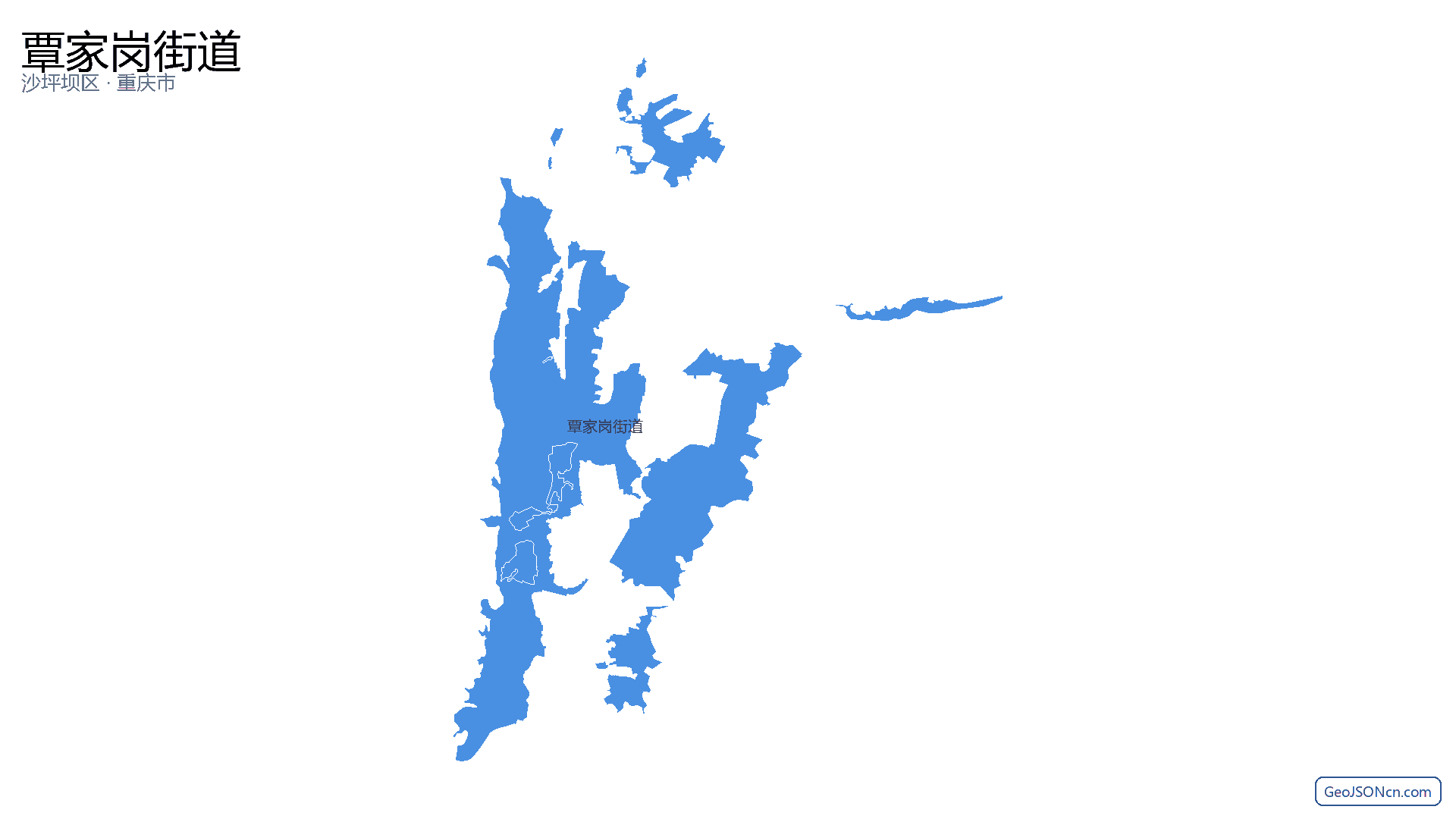 覃家岗街道行政区划边界地图（沙坪坝区·重庆市）,提供GeoJSON、SHP矢量边界数据下载及高清地图大图(PNG/JPG) - GeoJSONcn.com