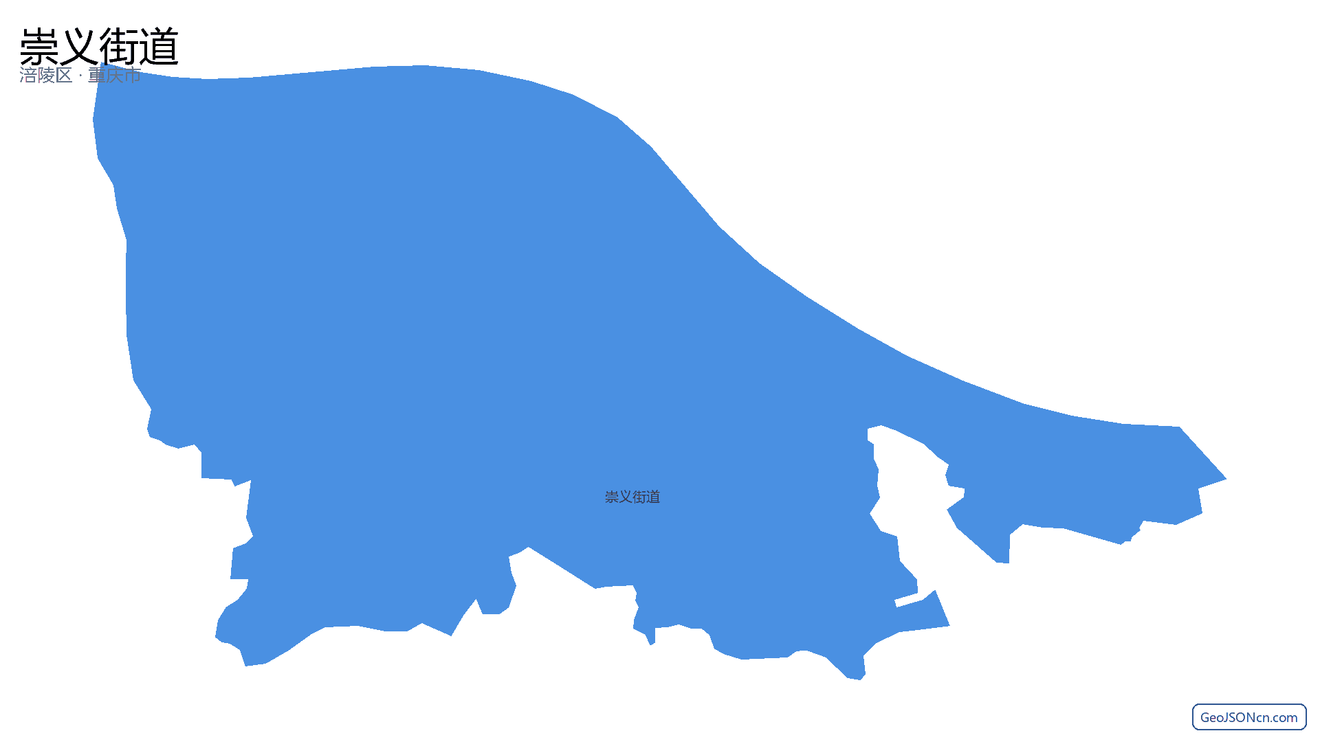 崇义街道行政区划边界地图(涪陵区·重庆市),提供GeoJSON、SHP矢量边界数据下载及高清地图大图(PNG/JPG) - GeoJSONcn.com
