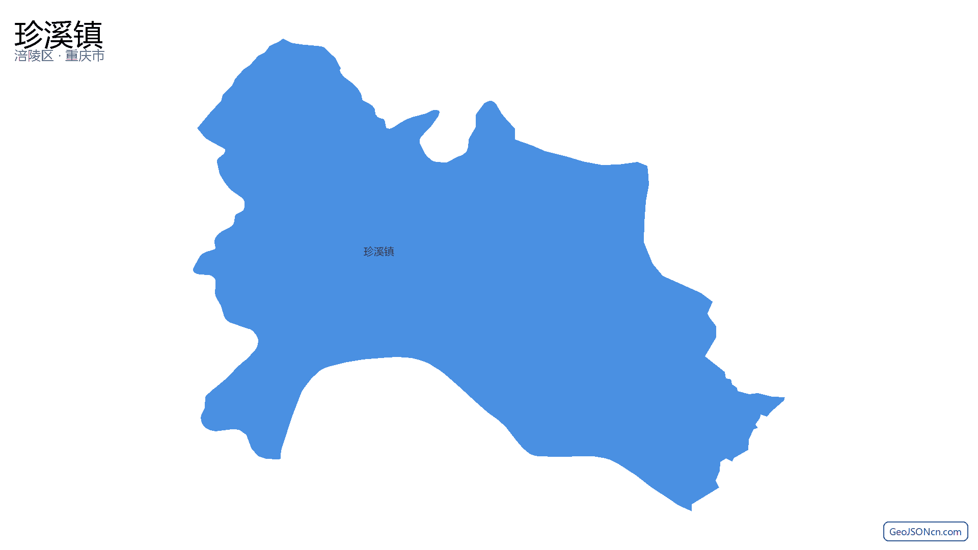 珍溪镇行政区划边界地图(涪陵区·重庆市),提供GeoJSON、SHP矢量边界数据下载及高清地图大图(PNG/JPG) - GeoJSONcn.com