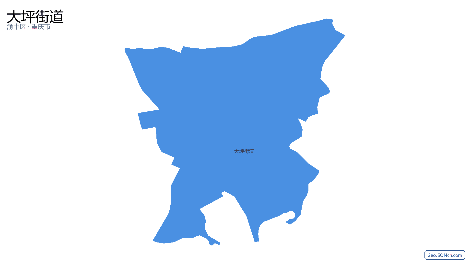 大坪街道行政区划边界地图(渝中区·重庆市),提供GeoJSON、SHP矢量边界数据下载及高清地图大图(PNG/JPG) - GeoJSONcn.com