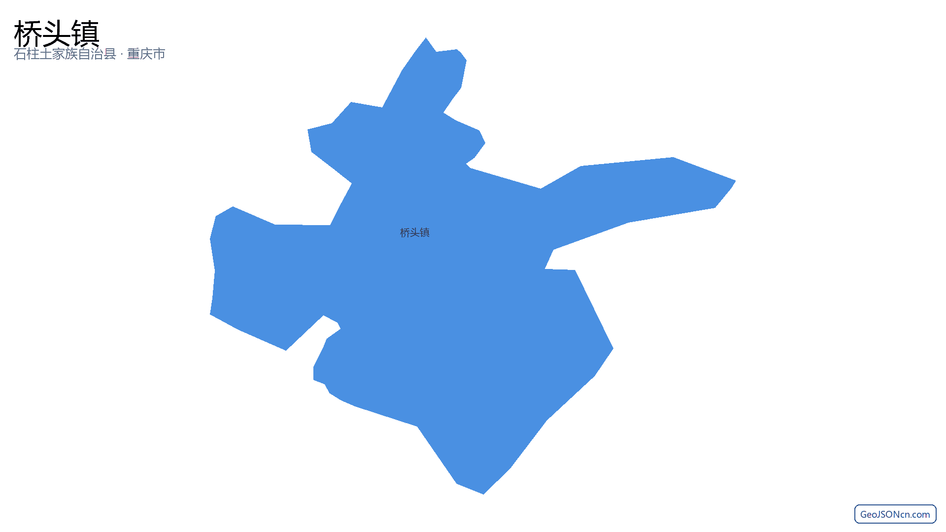 桥头镇行政区划边界地图(石柱土家族自治县·重庆市),提供GeoJSON、SHP矢量边界数据下载及高清地图大图(PNG/JPG) - GeoJSONcn.com