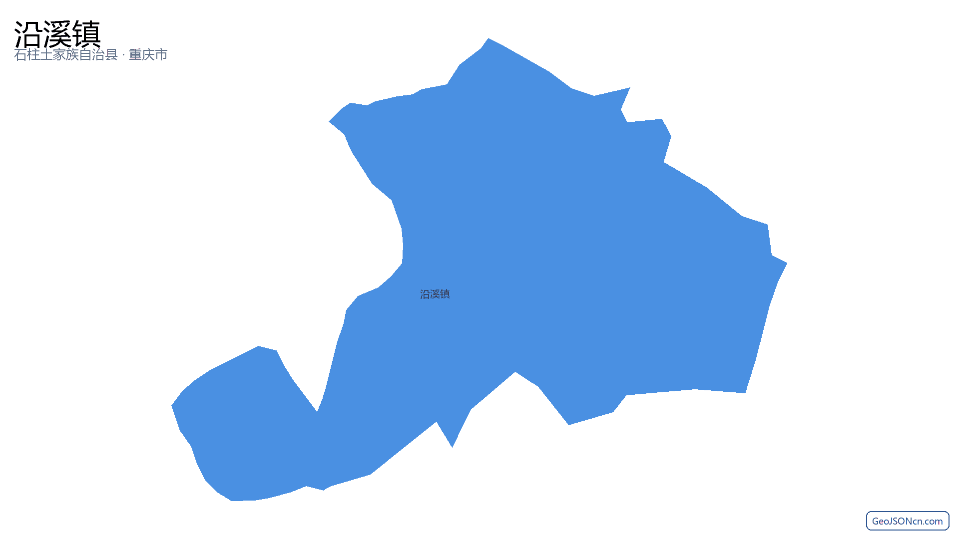 沿溪镇行政区划边界地图(石柱土家族自治县·重庆市),提供GeoJSON、SHP矢量边界数据下载及高清地图大图(PNG/JPG) - GeoJSONcn.com