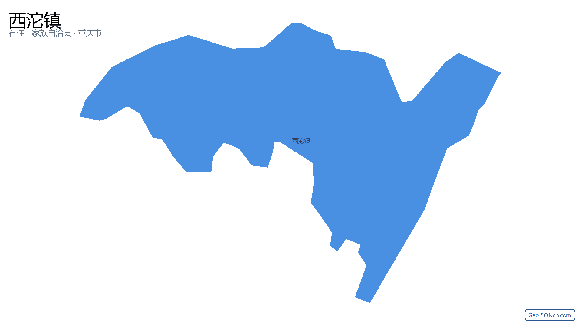 西沱镇行政区划边界地图（石柱土家族自治县·重庆市）,提供GeoJSON、SHP矢量边界数据下载及高清地图大图(PNG/JPG) - GeoJSONcn.com