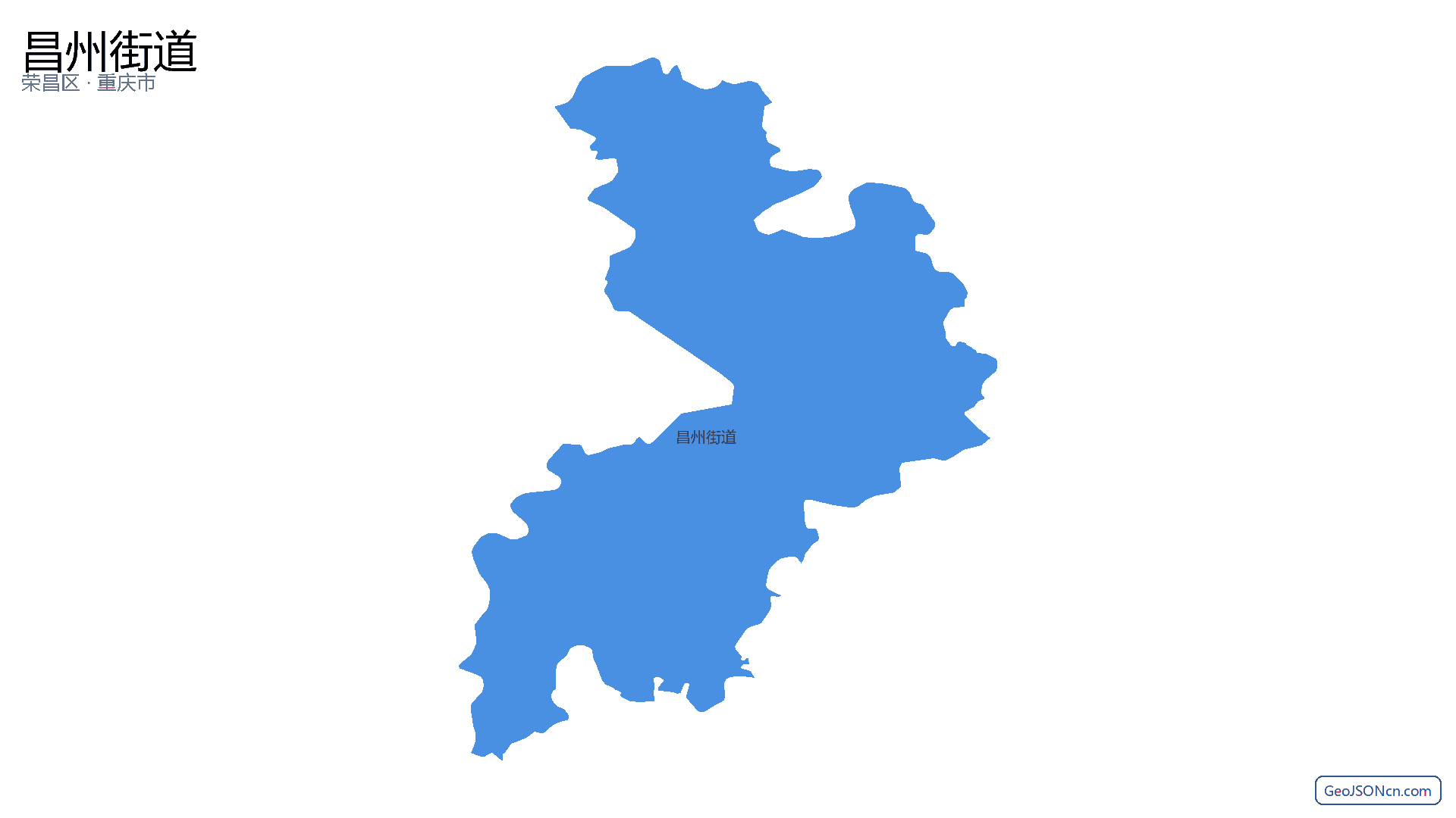 昌州街道行政区划边界地图(荣昌区·重庆市),提供GeoJSON、SHP矢量边界数据下载及高清地图大图(PNG/JPG) - GeoJSONcn.com