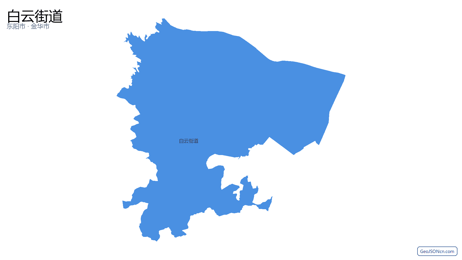 白云街道行政区划边界地图（东阳市·金华市）,提供GeoJSON、SHP矢量边界数据下载及高清地图大图(PNG/JPG) - GeoJSONcn.com