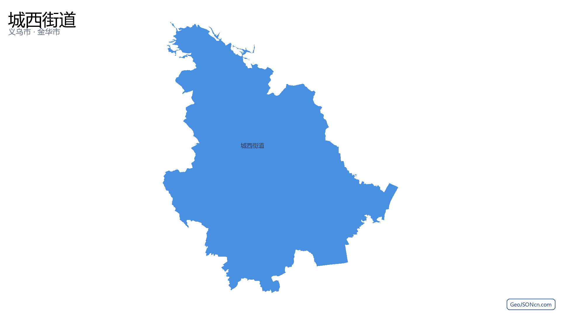 城西街道行政区划边界地图(义乌市·金华市),提供GeoJSON、SHP矢量边界数据下载及高清地图大图(PNG/JPG) - GeoJSONcn.com