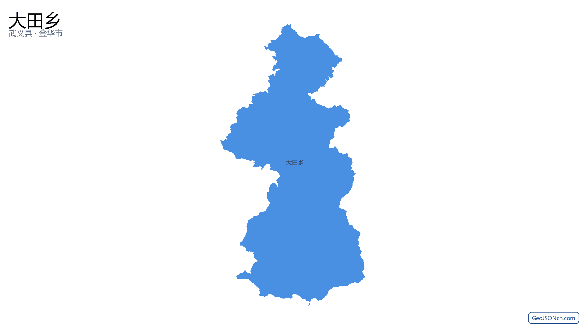 大田乡行政区划边界地图（武义县·金华市）,提供GeoJSON、SHP矢量边界数据下载及高清地图大图(PNG/JPG) - GeoJSONcn.com