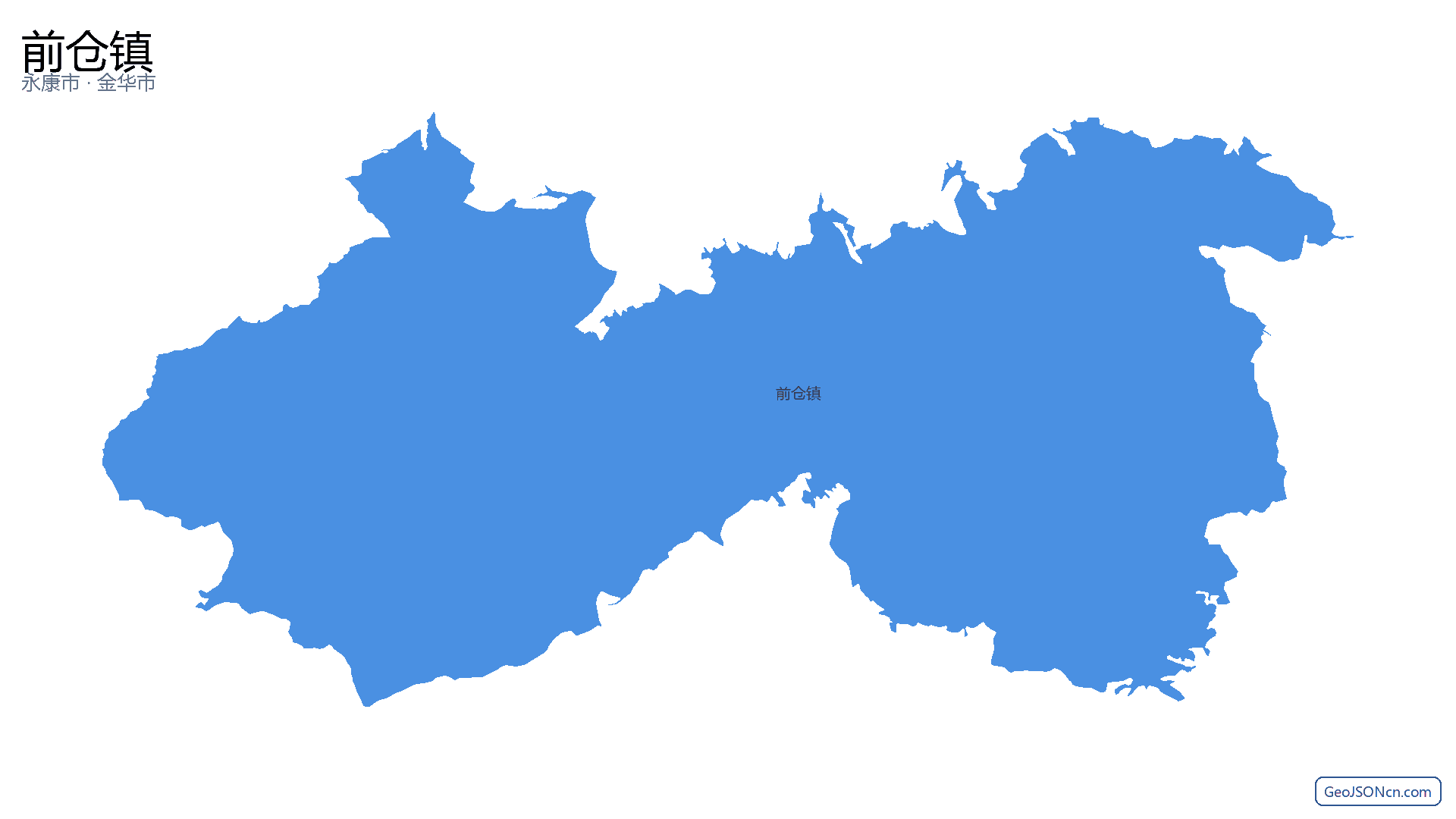 前仓镇行政区划边界地图(永康市·金华市),提供GeoJSON、SHP矢量边界数据下载及高清地图大图(PNG/JPG) - GeoJSONcn.com