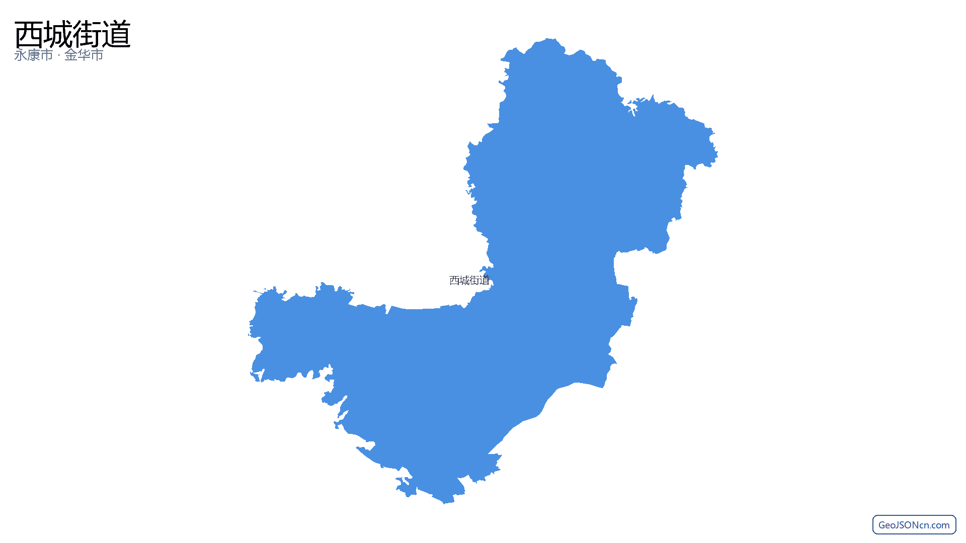 西城街道行政区划边界地图（永康市·金华市）,提供GeoJSON、SHP矢量边界数据下载及高清地图大图(PNG/JPG) - GeoJSONcn.com